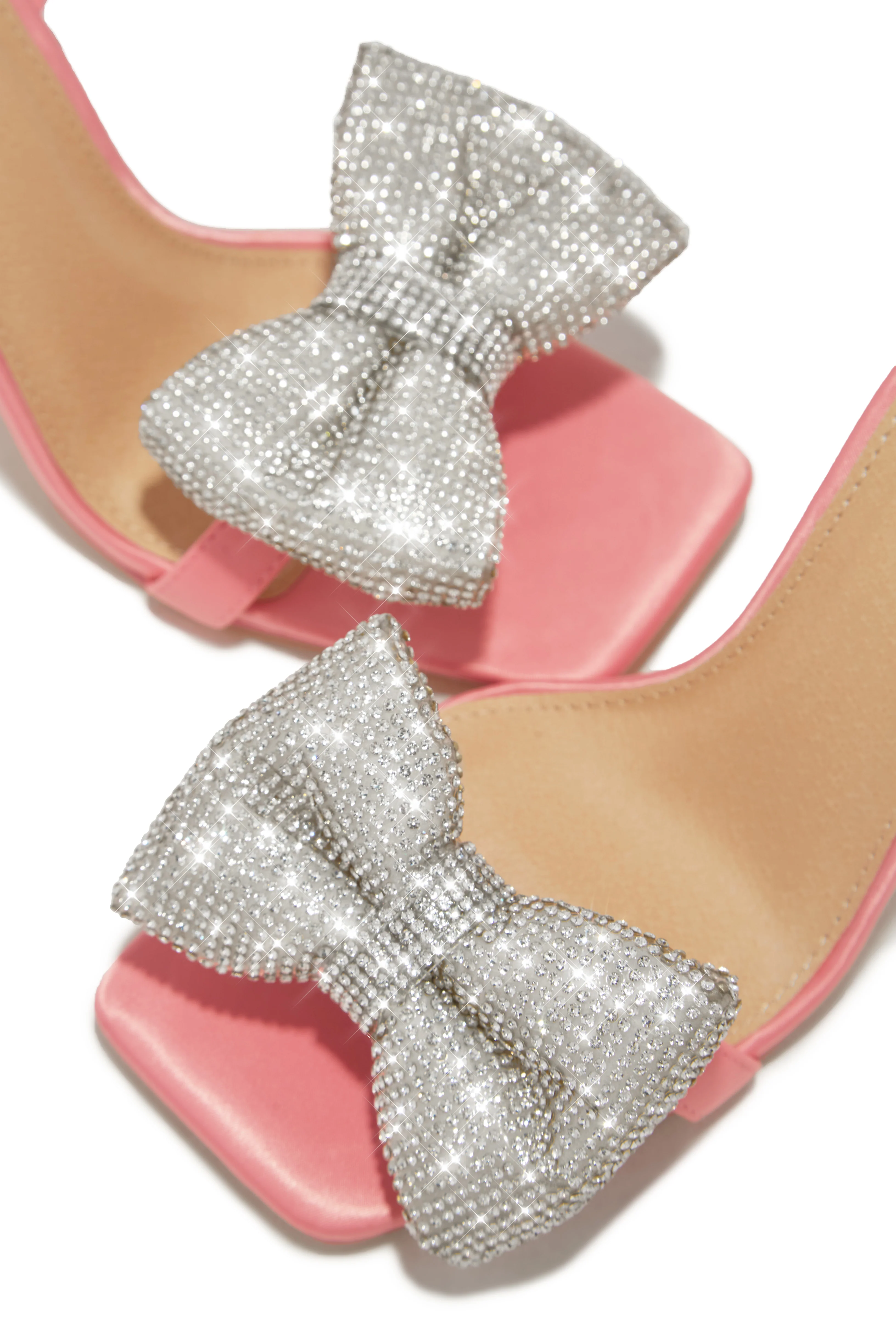 Ciela Lace Up Embellished Bow Heels - Pink - Image 4