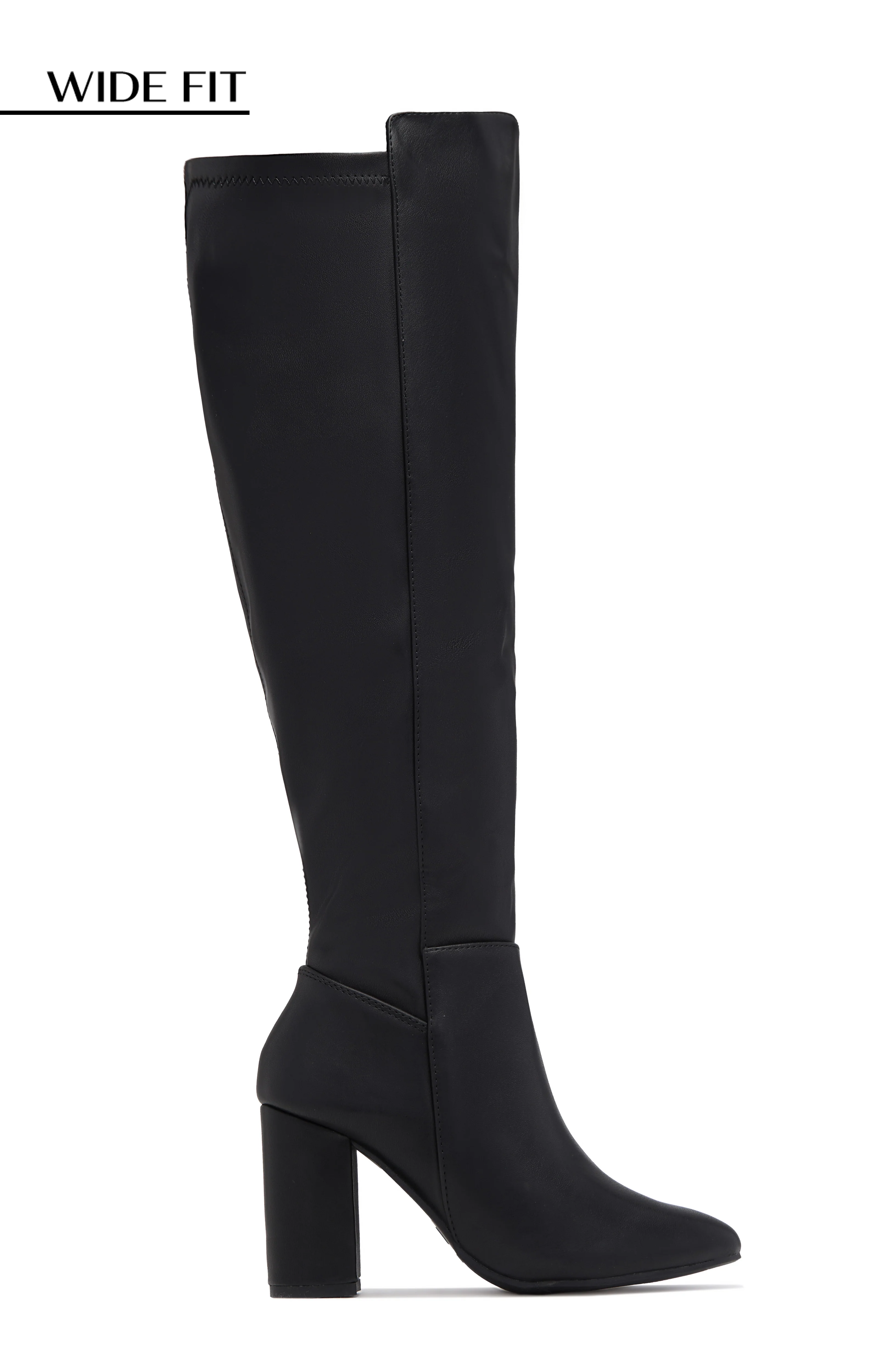 Colette Wide Fit Block Heel Boots - Black - Image 4