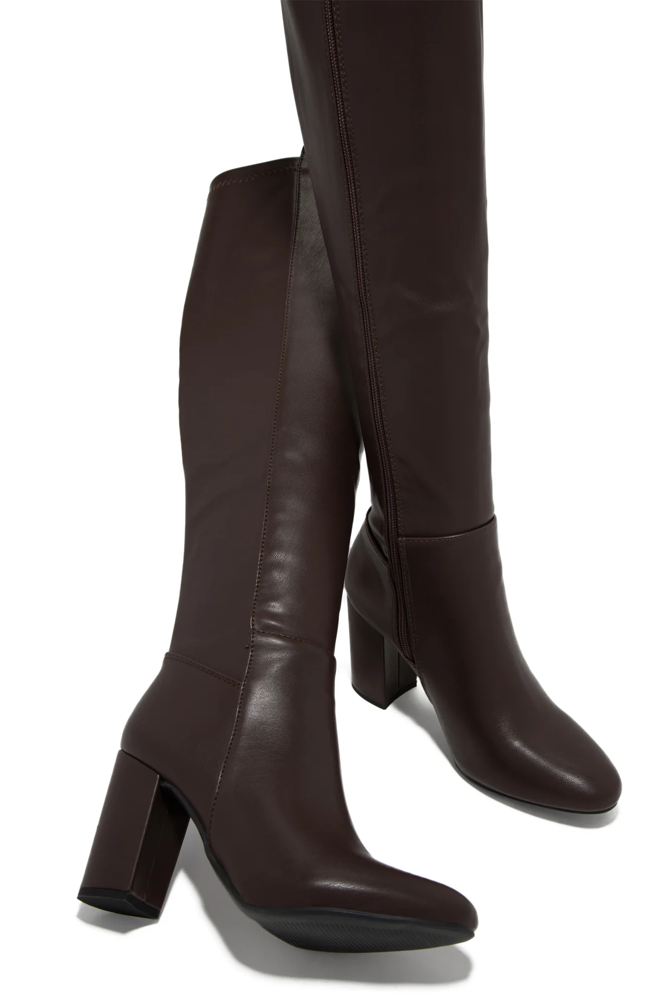 Colette Block Heel Boots - Brown - Image 4