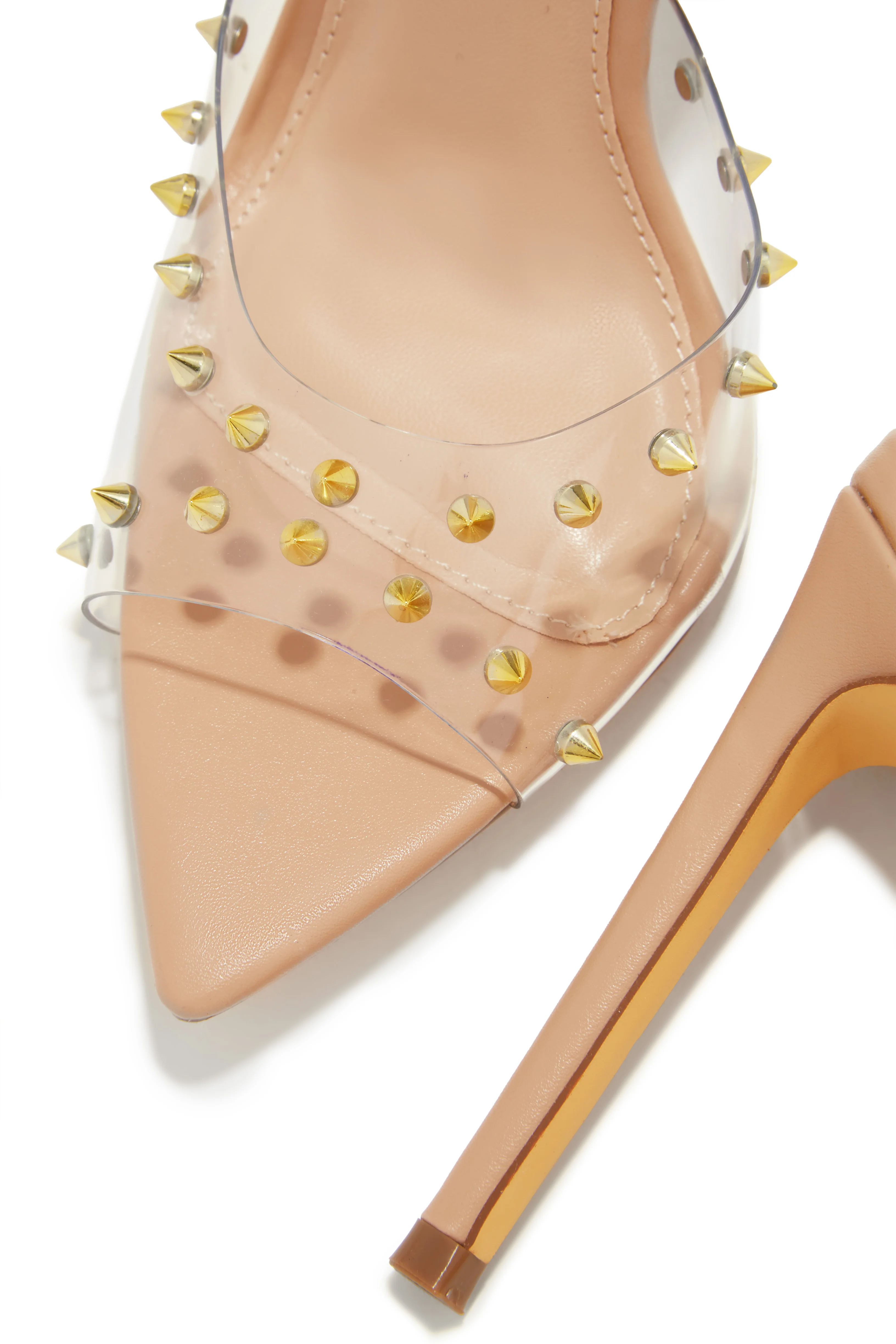 Collette Studded High Heel Mules - Clear - Image 3
