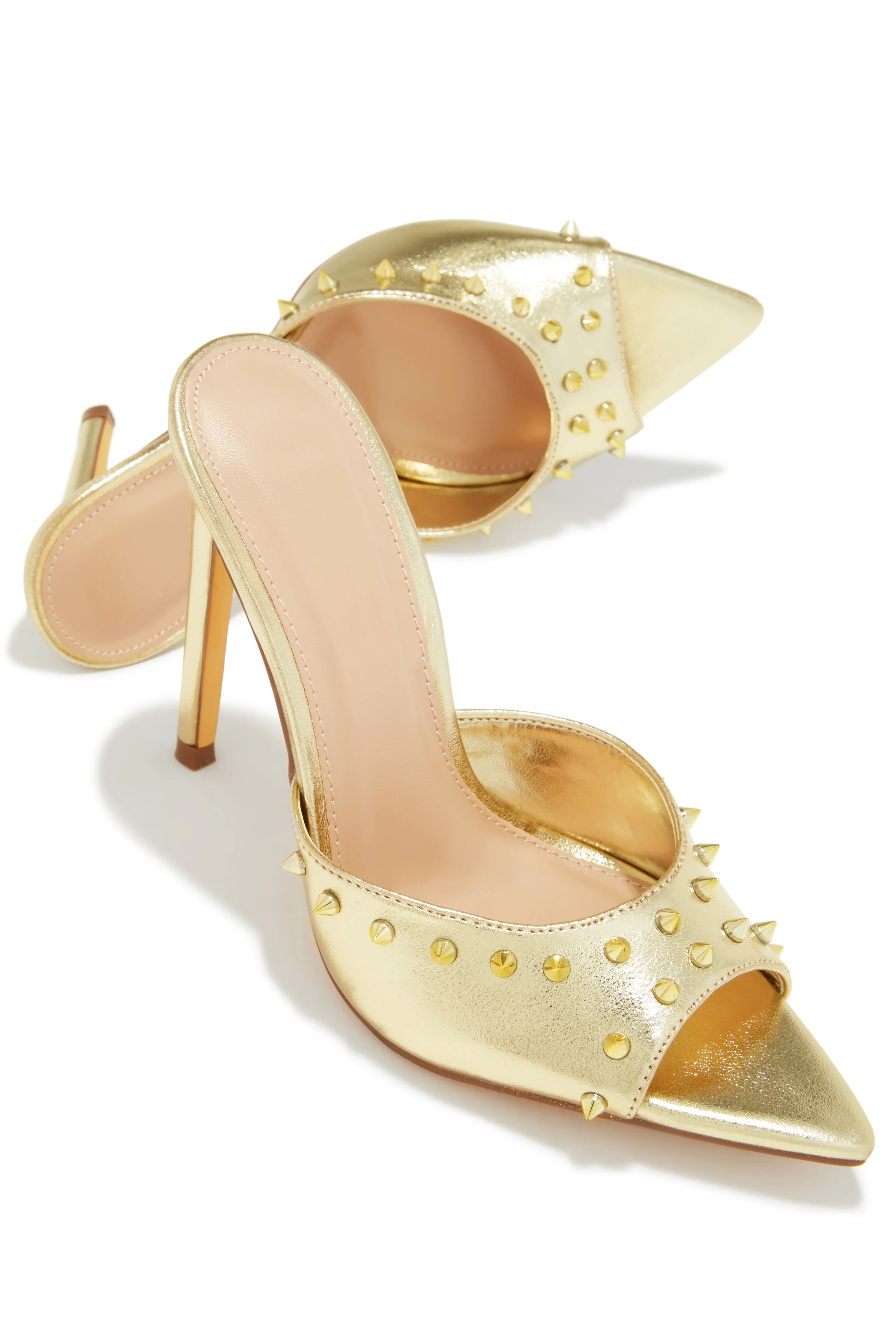 Collette Studded High Heel Mules - Gold - Image 3