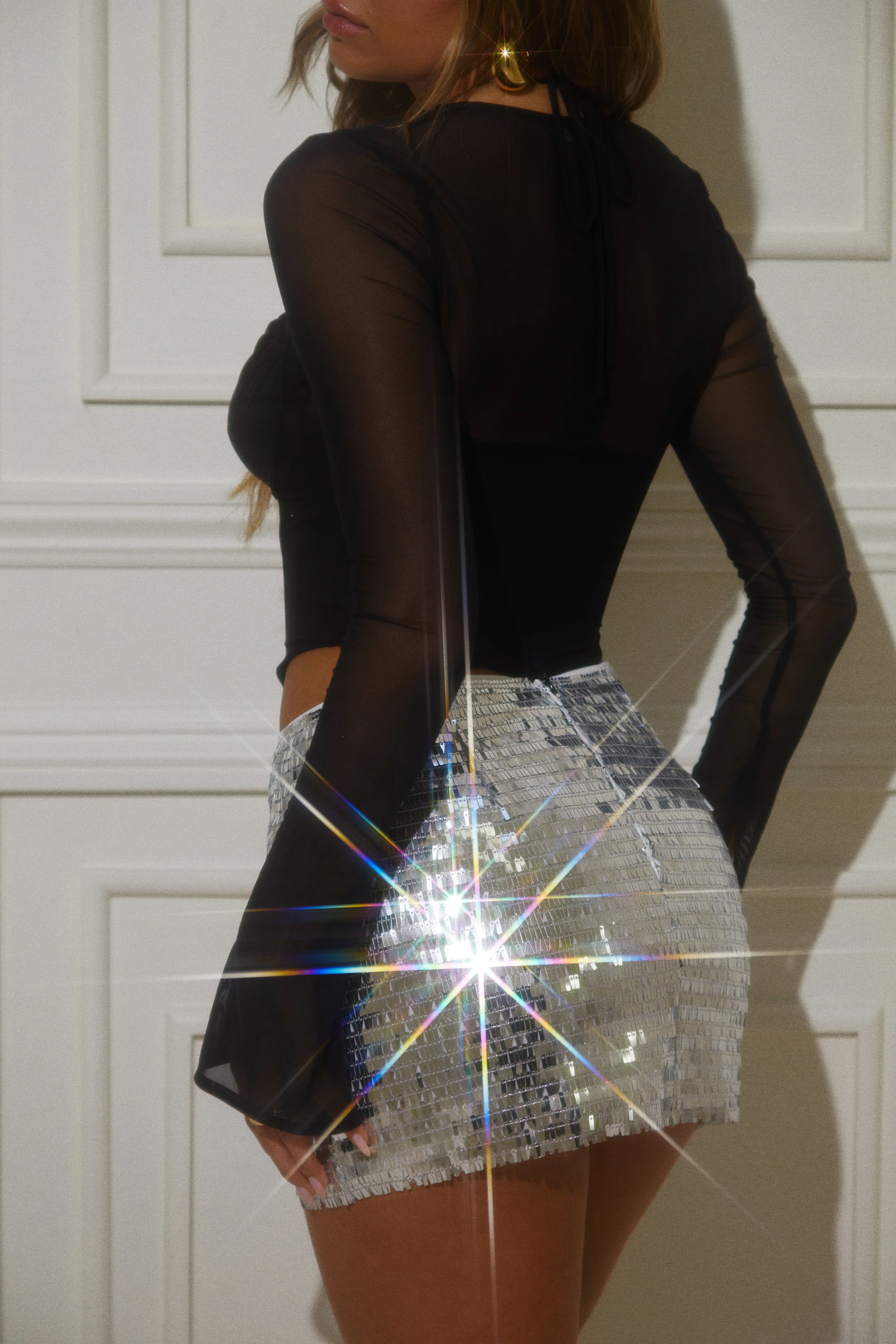 Cora High Waist Mini Skirt - Silver - Image 14