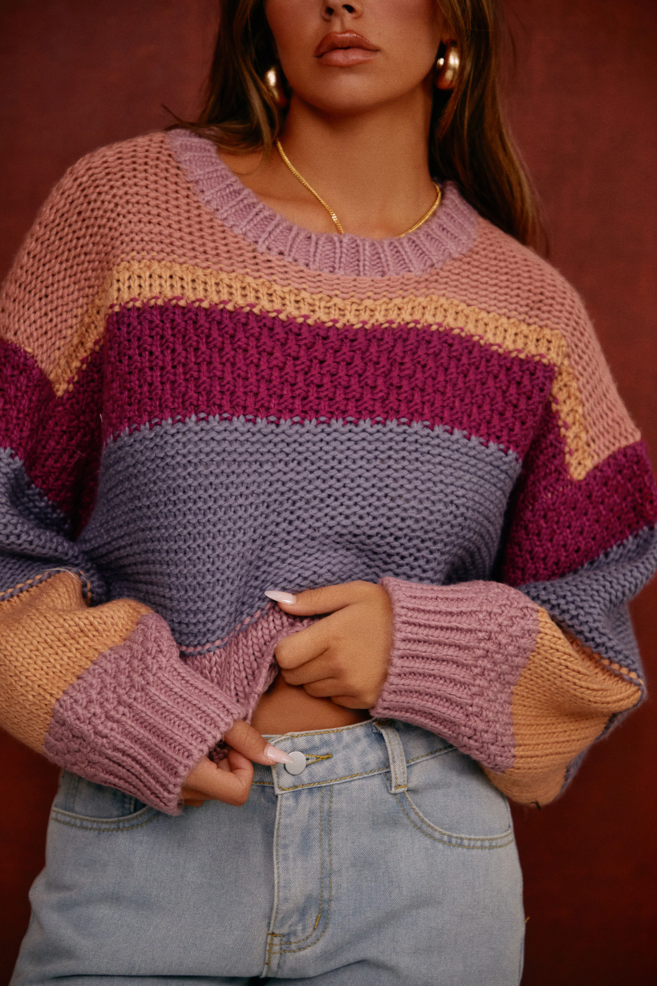 Cozy Season Long Sleeve Cropped Sweater - Multi - Image 6