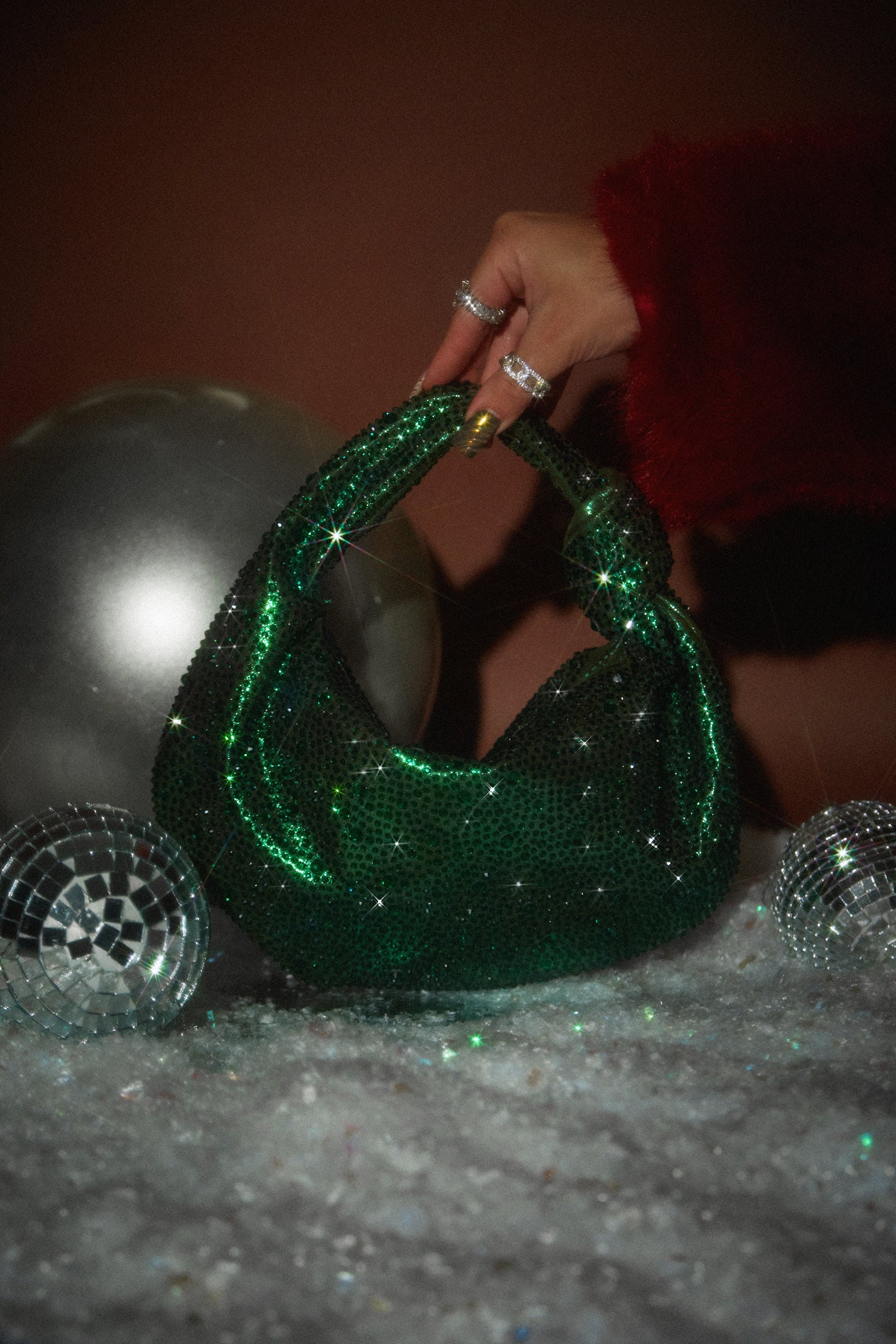 Day & Night Embellished Knot Handbag - Green