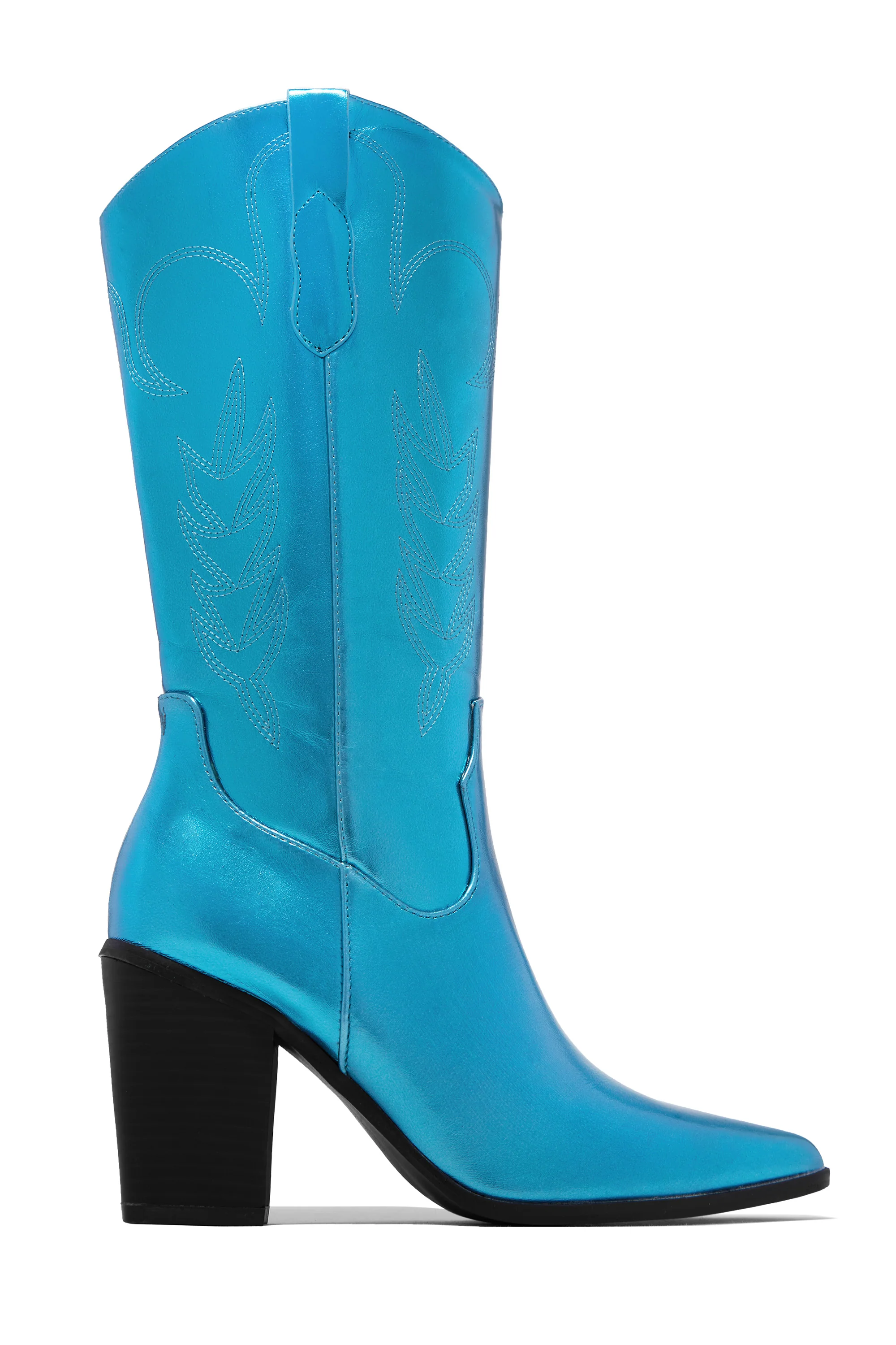 Delaney Block Heel Cowgirl Boots - Blue - Image 13
