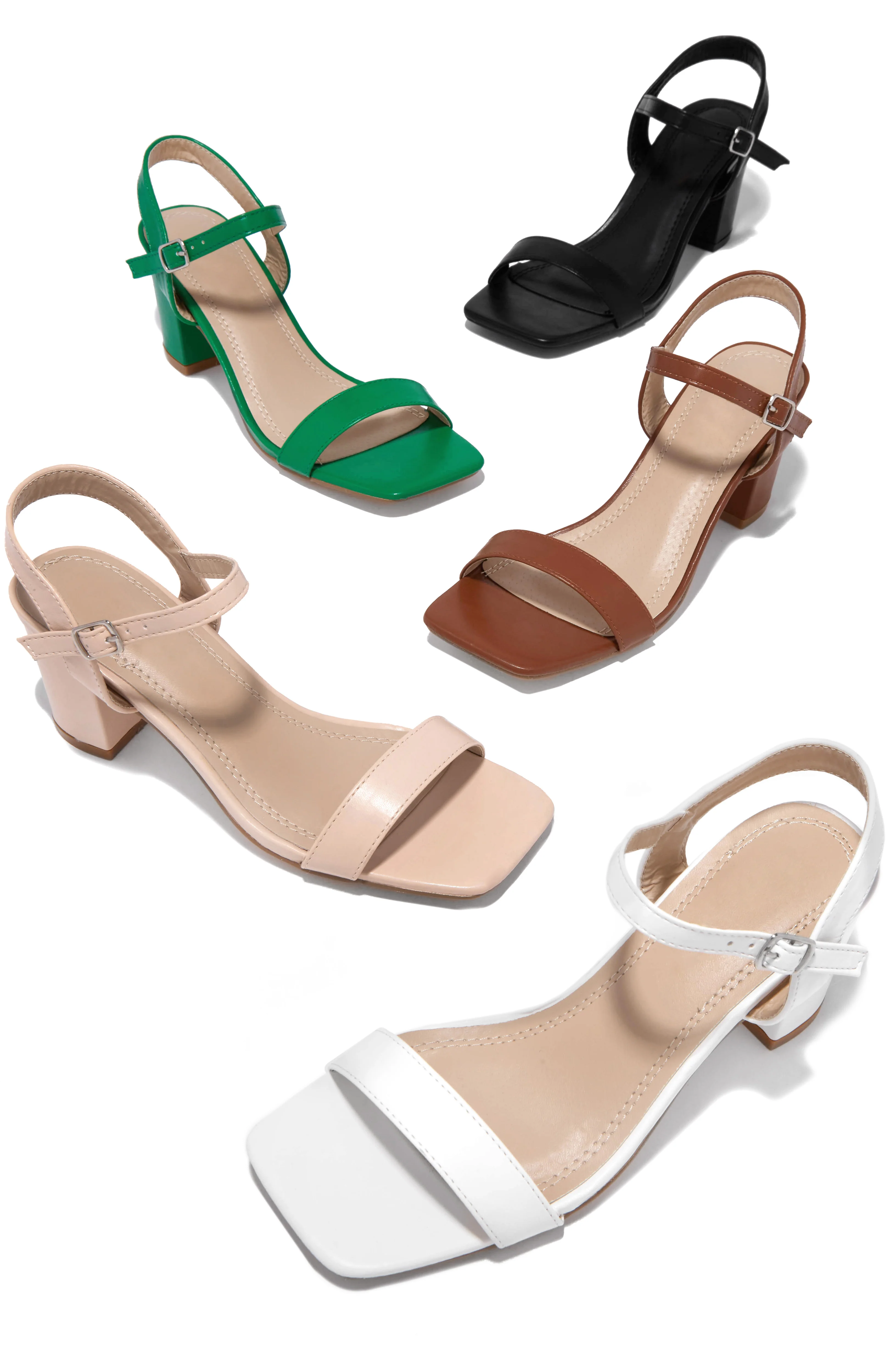 Deryna Ankle Strap Block Heels - Nude - Image 4