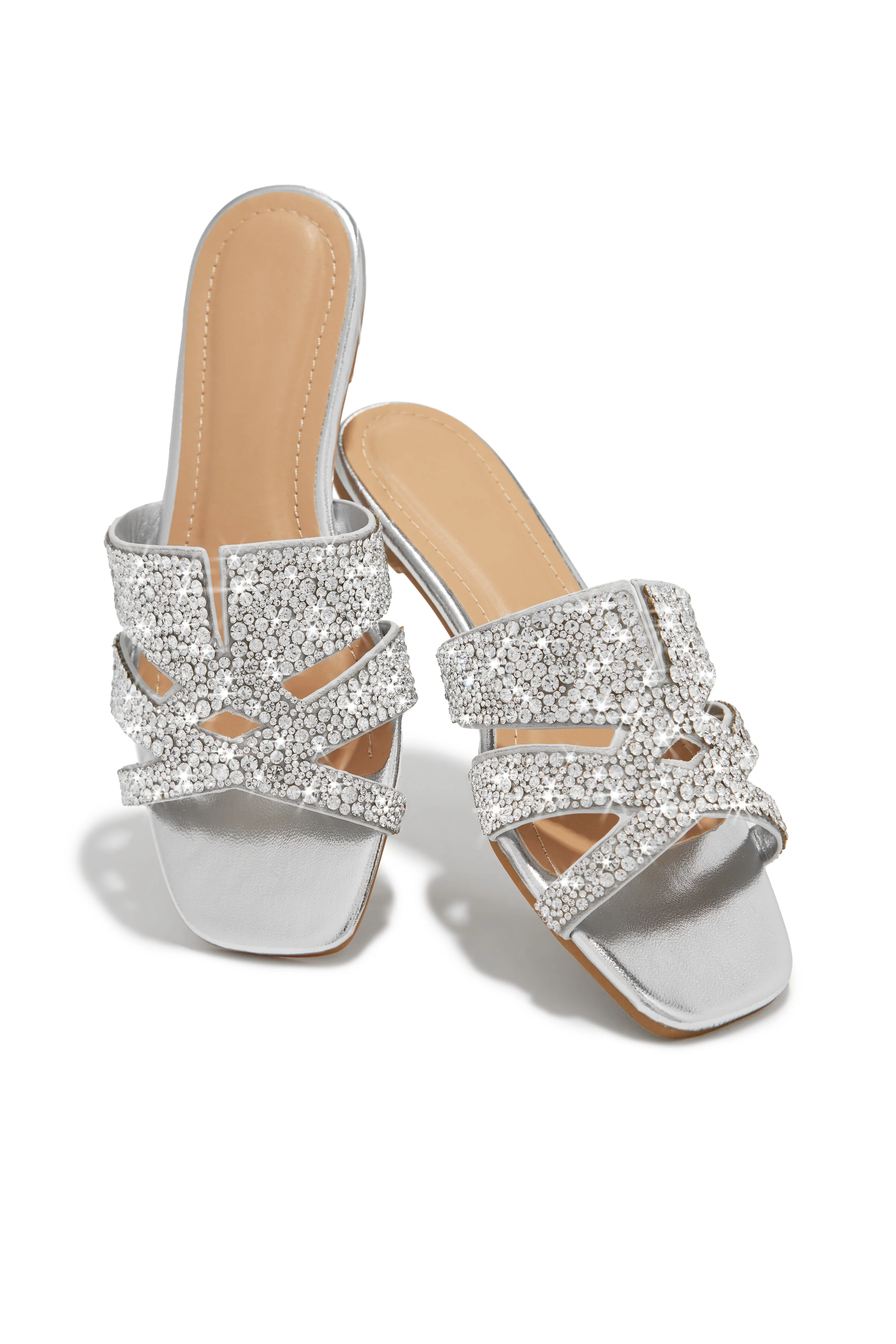 Destination Dreams Embellished Slip On Sandals - Silver - Image 5