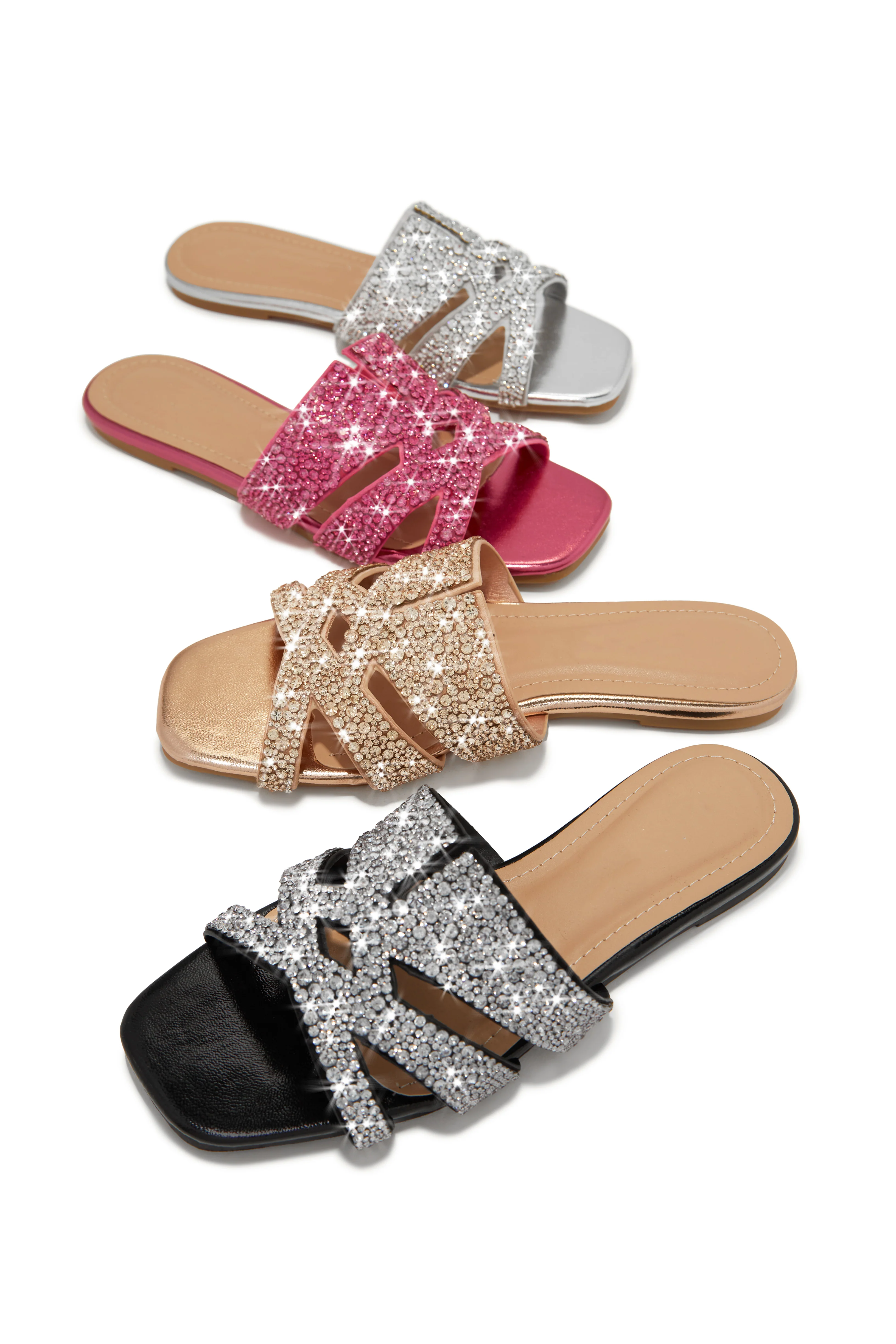 Destination Dreams Embellished Slip On Sandals - Silver - Image 7