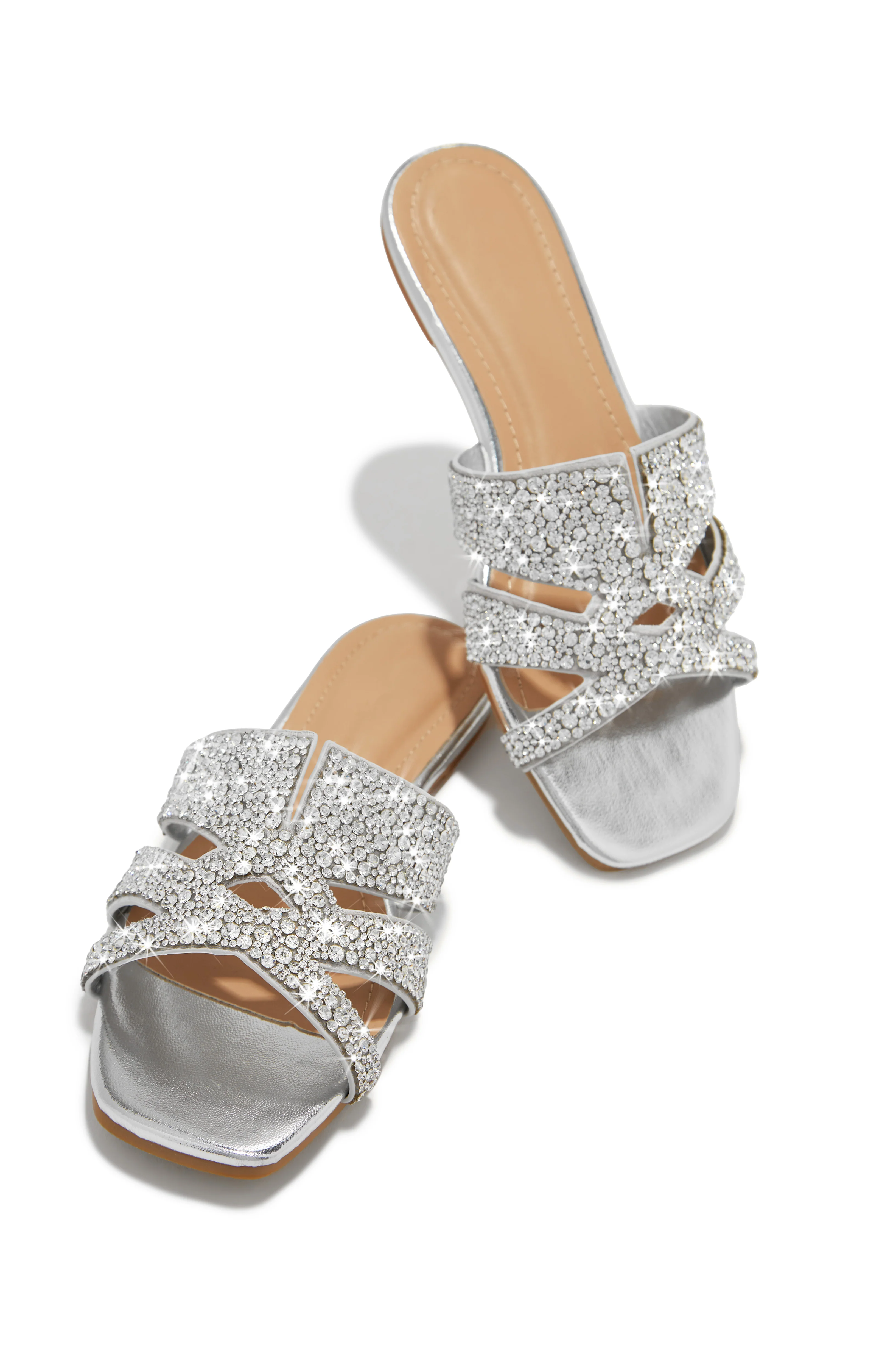 Destination Dreams Embellished Slip On Sandals - Silver - Image 8