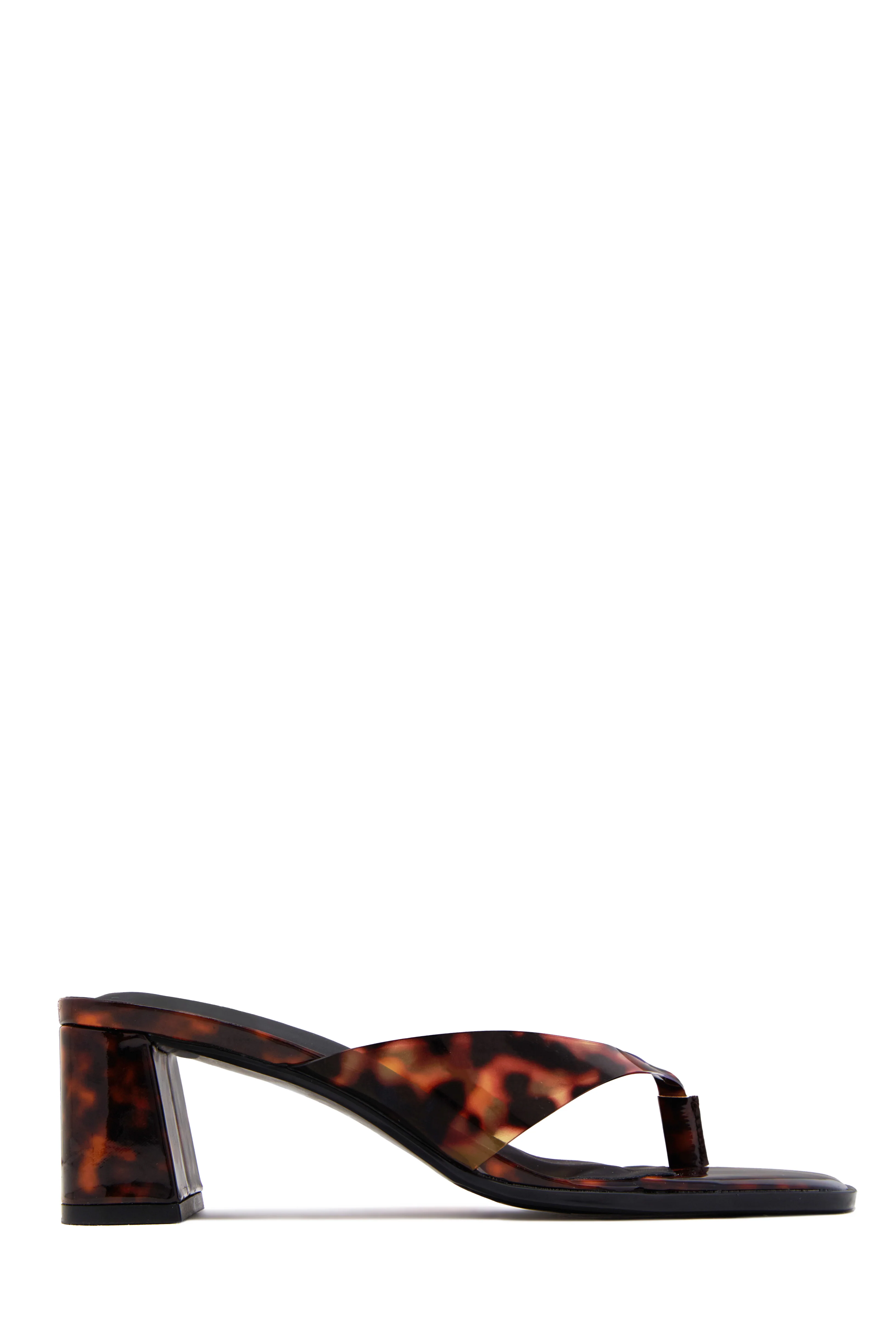 Destiny Thong Strap Chunky Mid Heels - Tortoise - Image 5