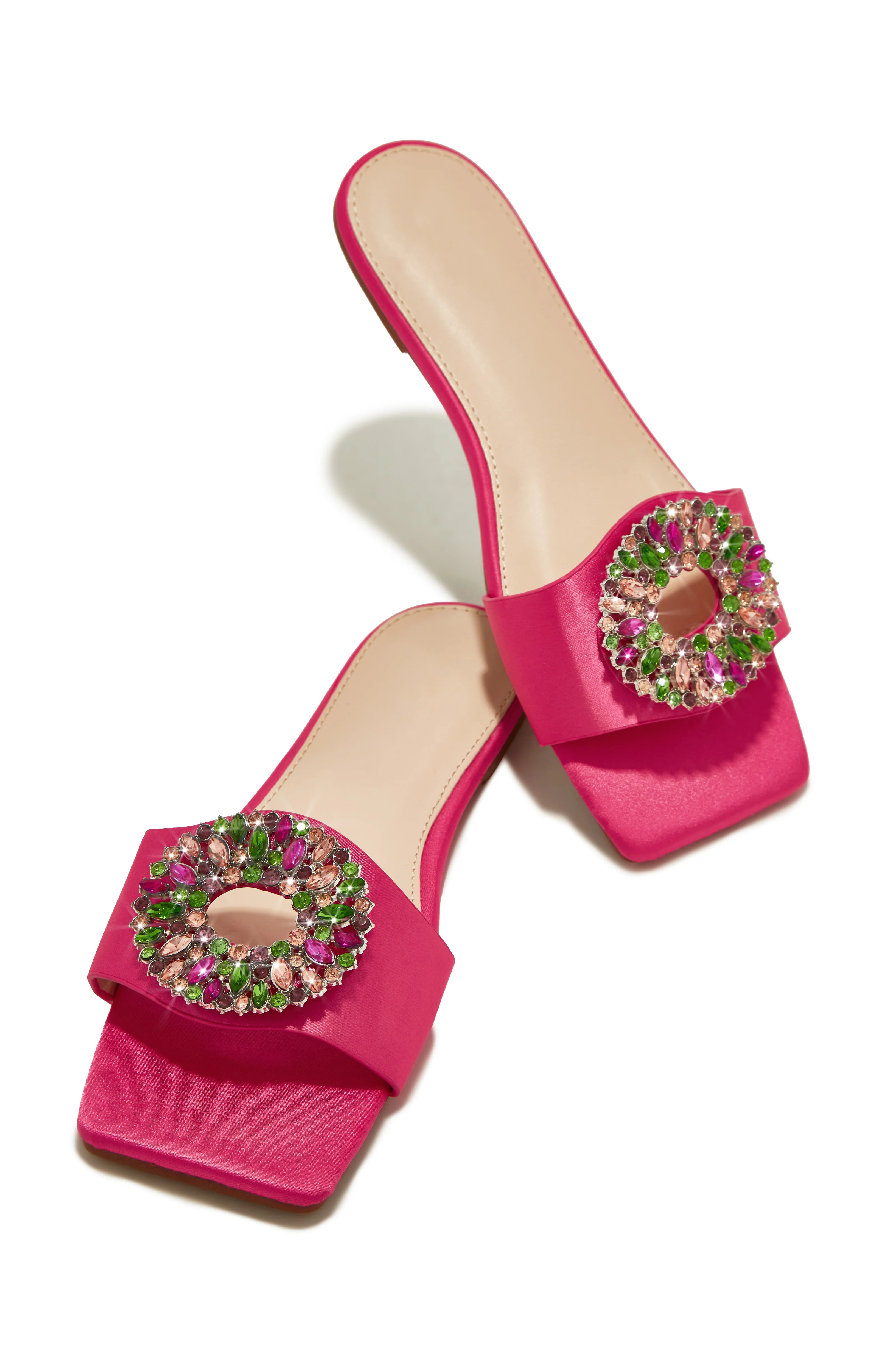 Dolce Summer Embellished Slip On Sandals - Pink - Image 4