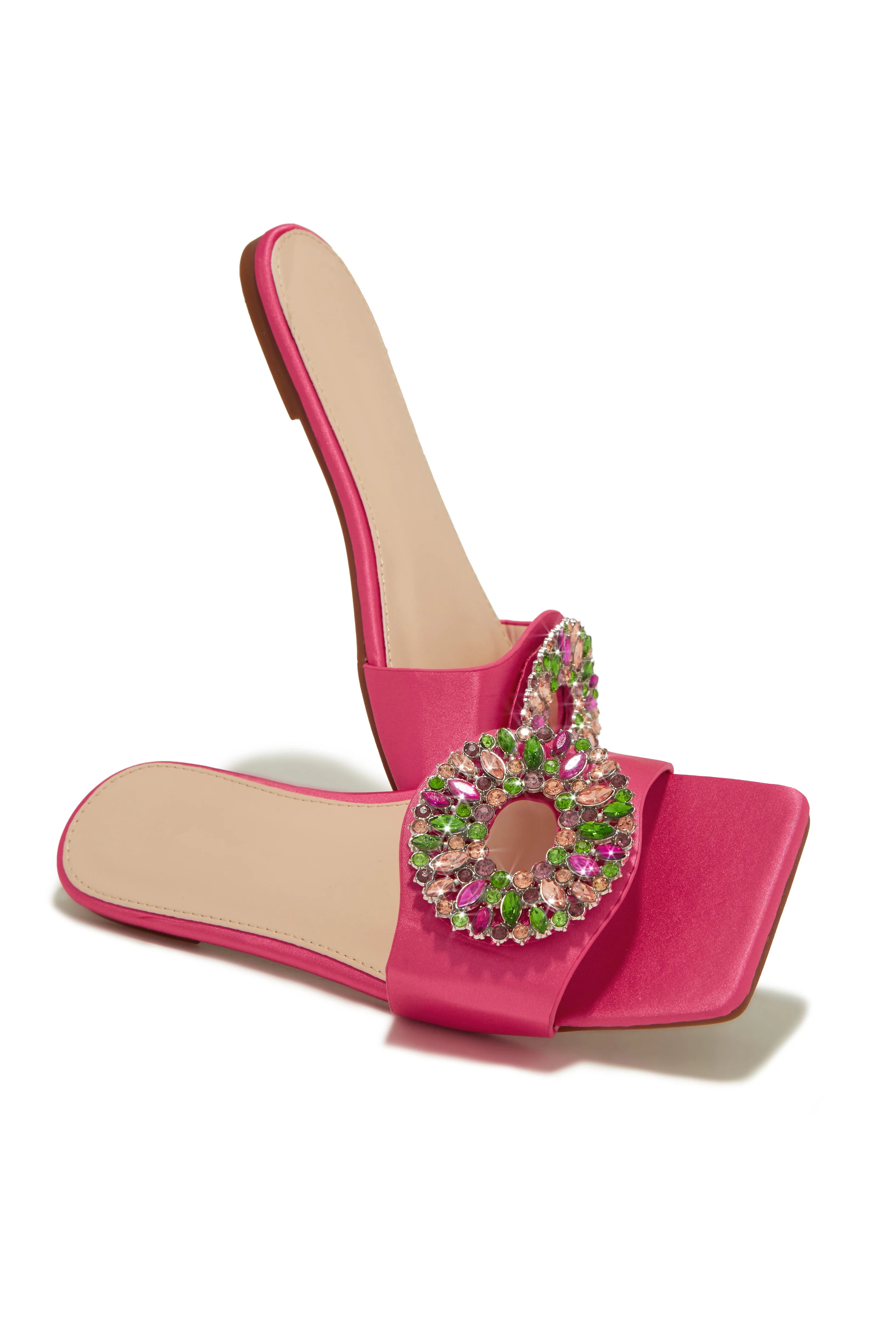 Dolce Summer Embellished Slip On Sandals - Pink - Image 5