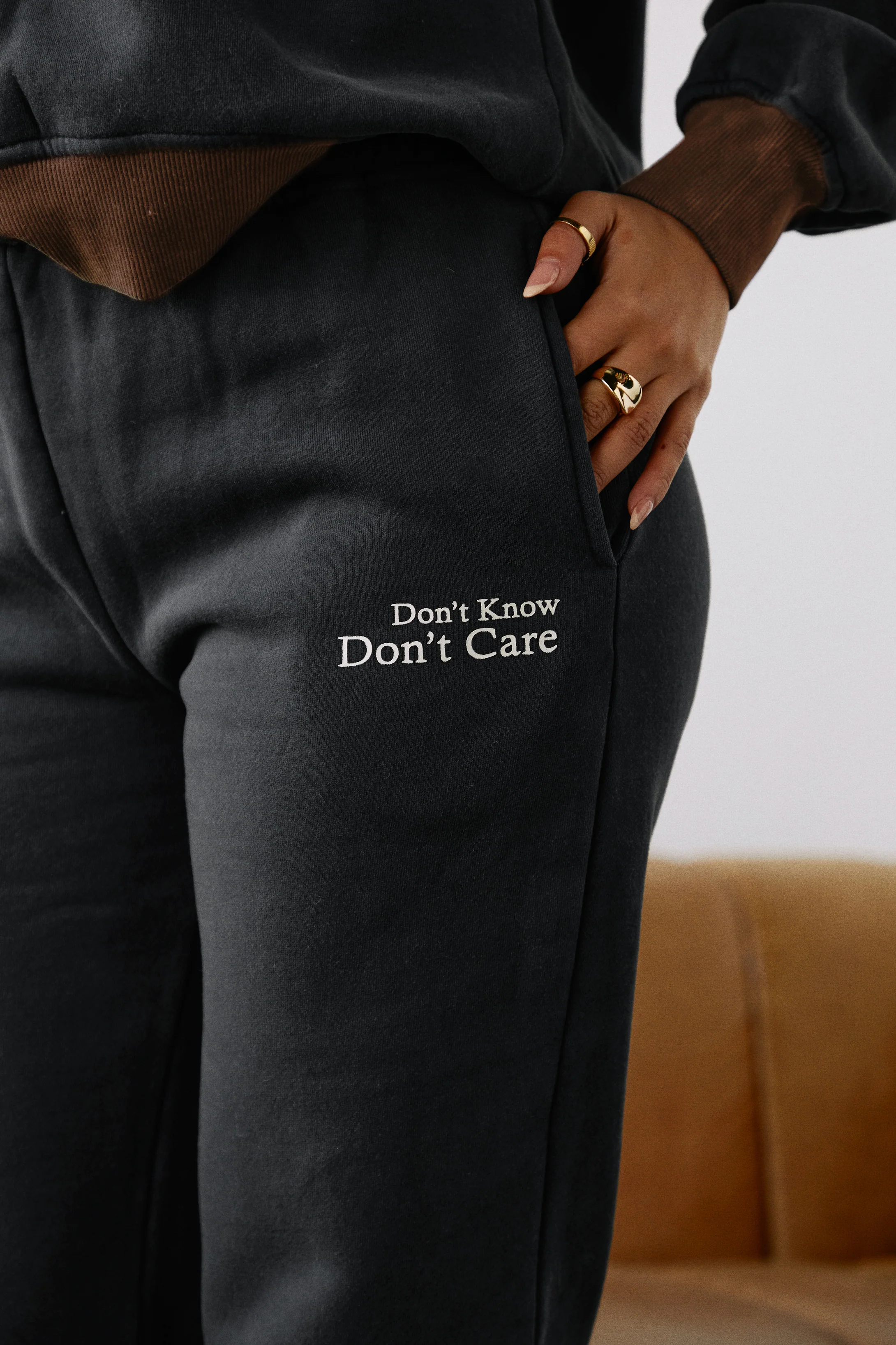Don't Know Don't Care High Waist Wide Leg Sweat Pant - Green - Image 8