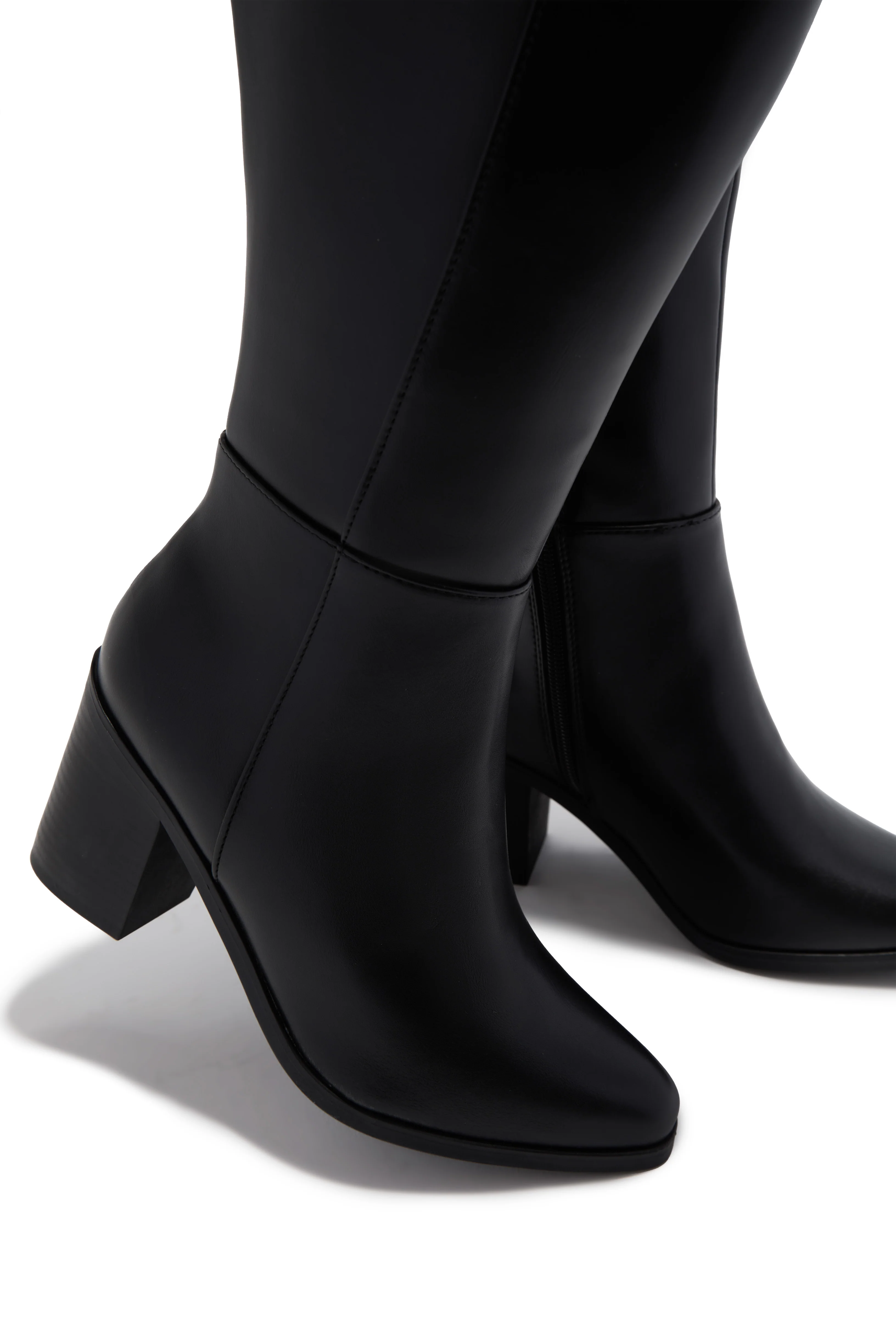 Draya Wide Fit Block Heel Boots - Black - Image 4