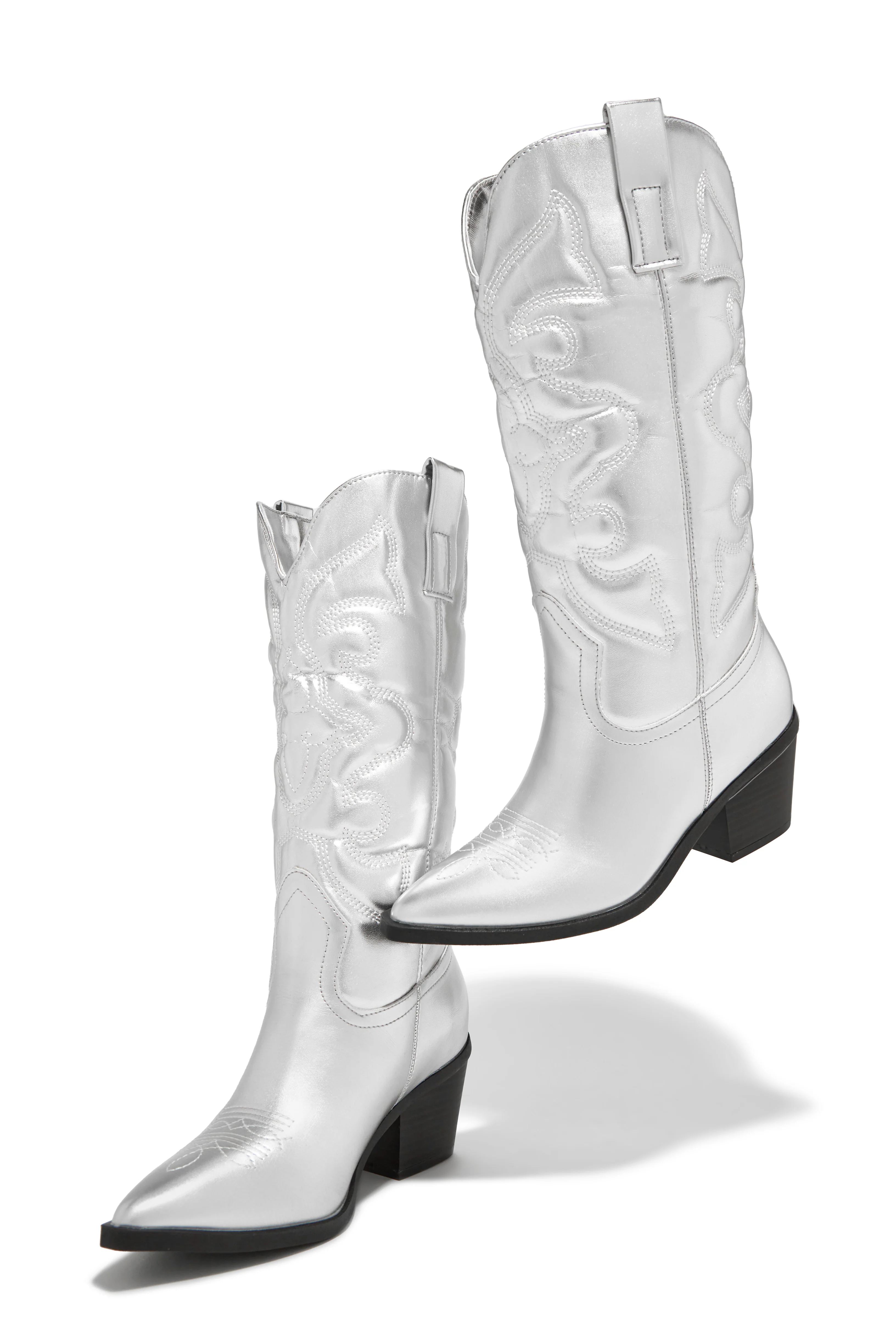 Dylan Western Cowgirl Boots - Silver - Image 3
