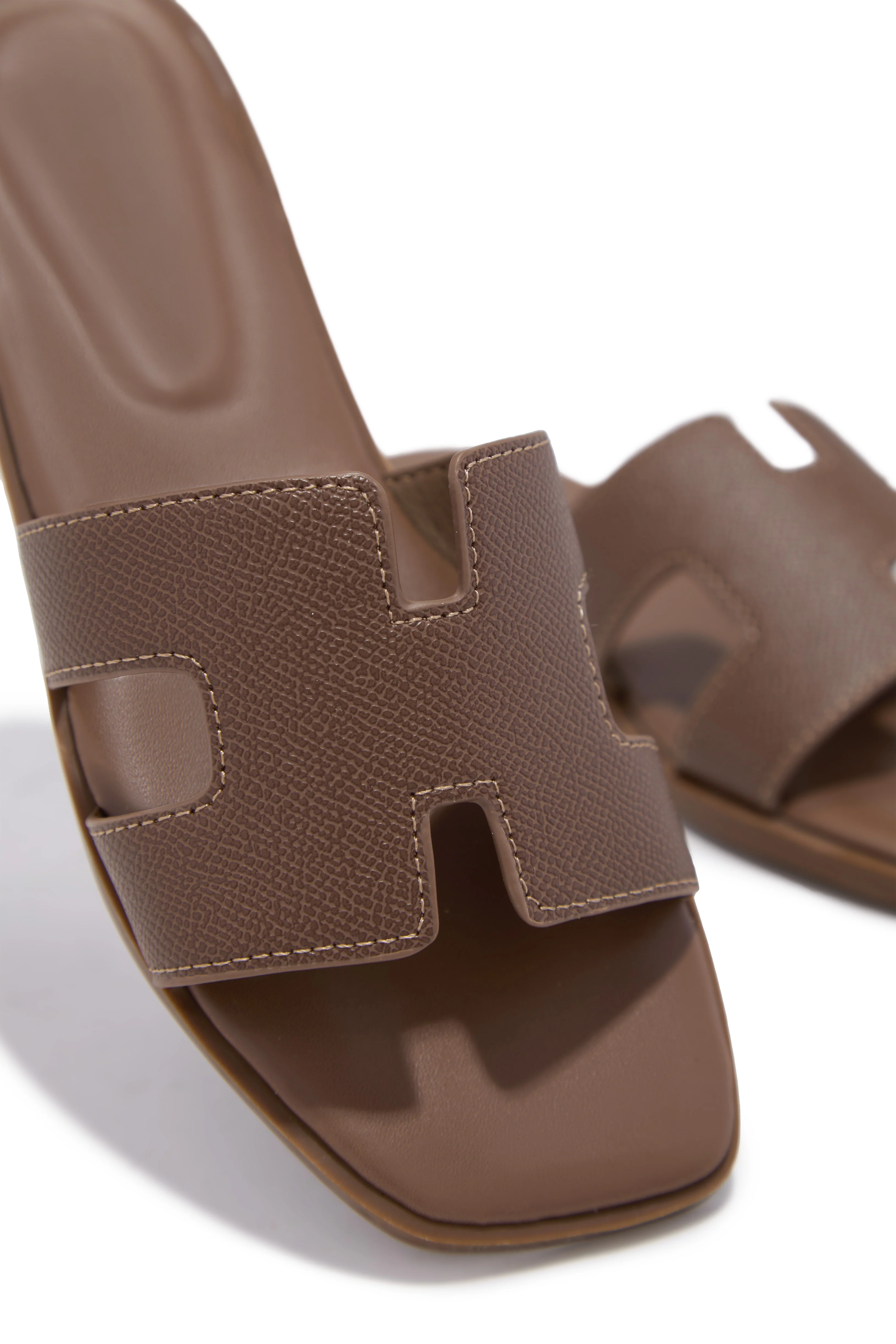 Elara Flat Slip On Sandals - Taupe - Image 2