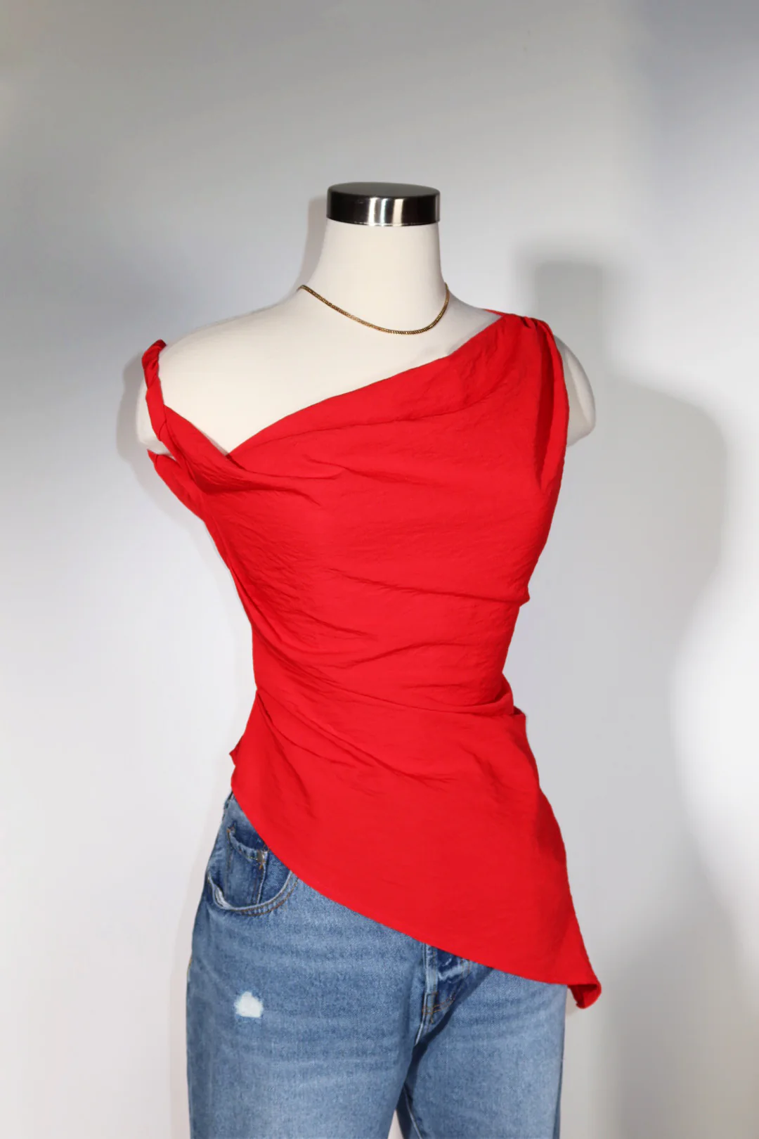 Eleina Asymmetric Top - Red - Image 3