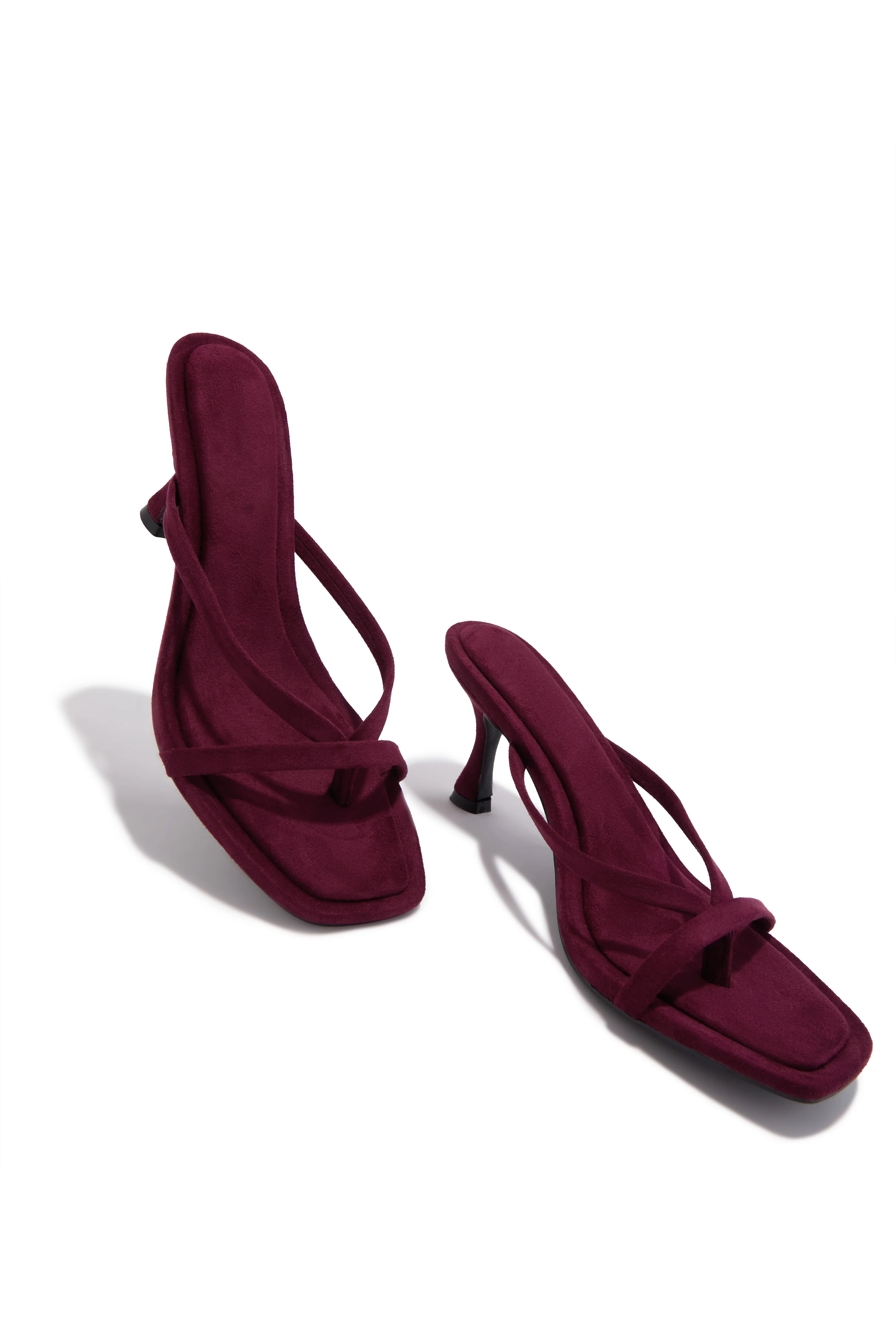 Elena Mid Heel Mules - Wine Suede - Image 3