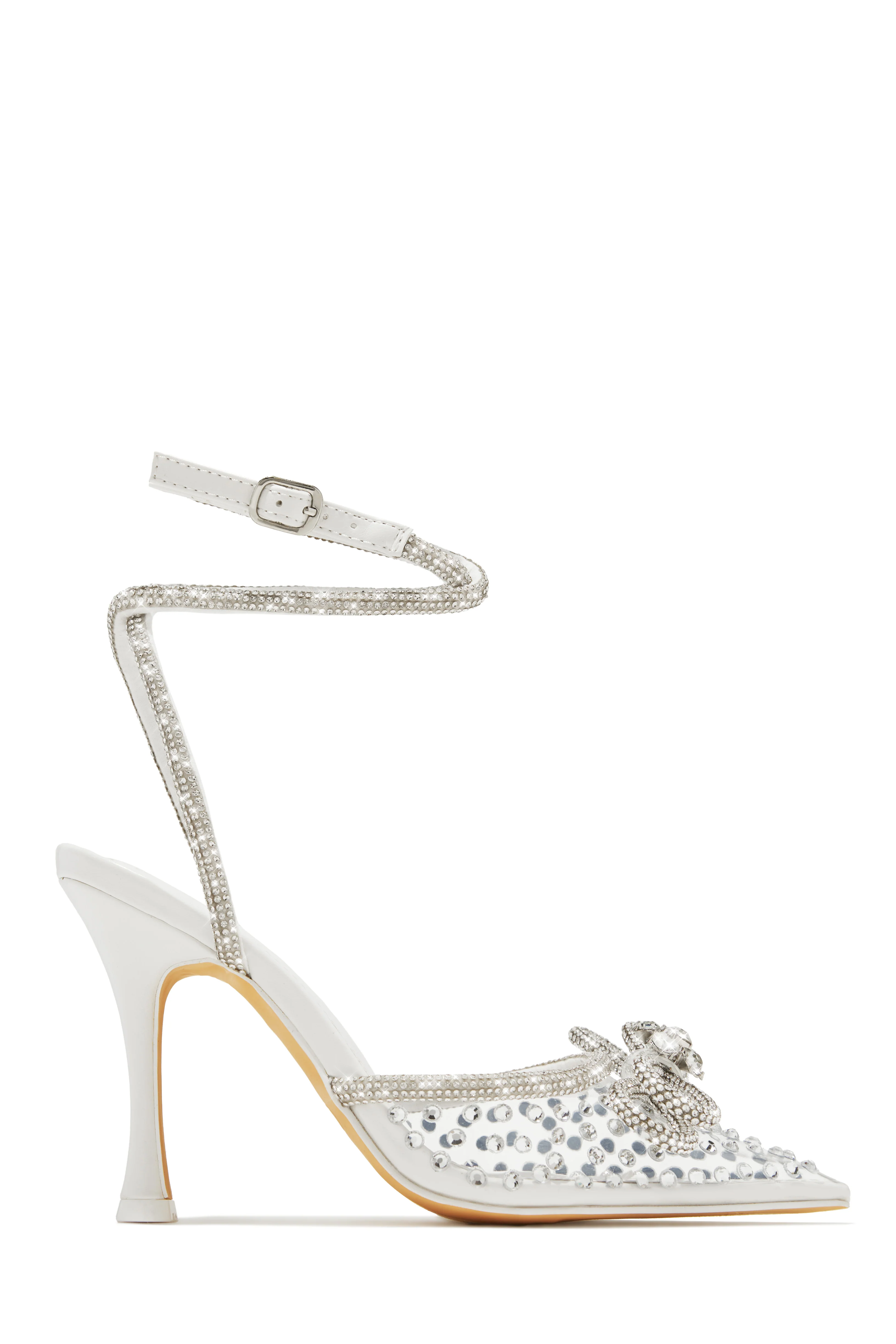 Elina Embellished Ankle Strap Pumps - White - Image 9
