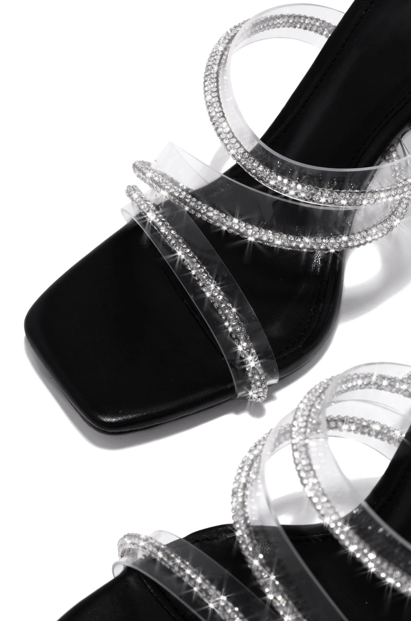 Elisa Lace Up Embellished High Heels - Black - Image 4