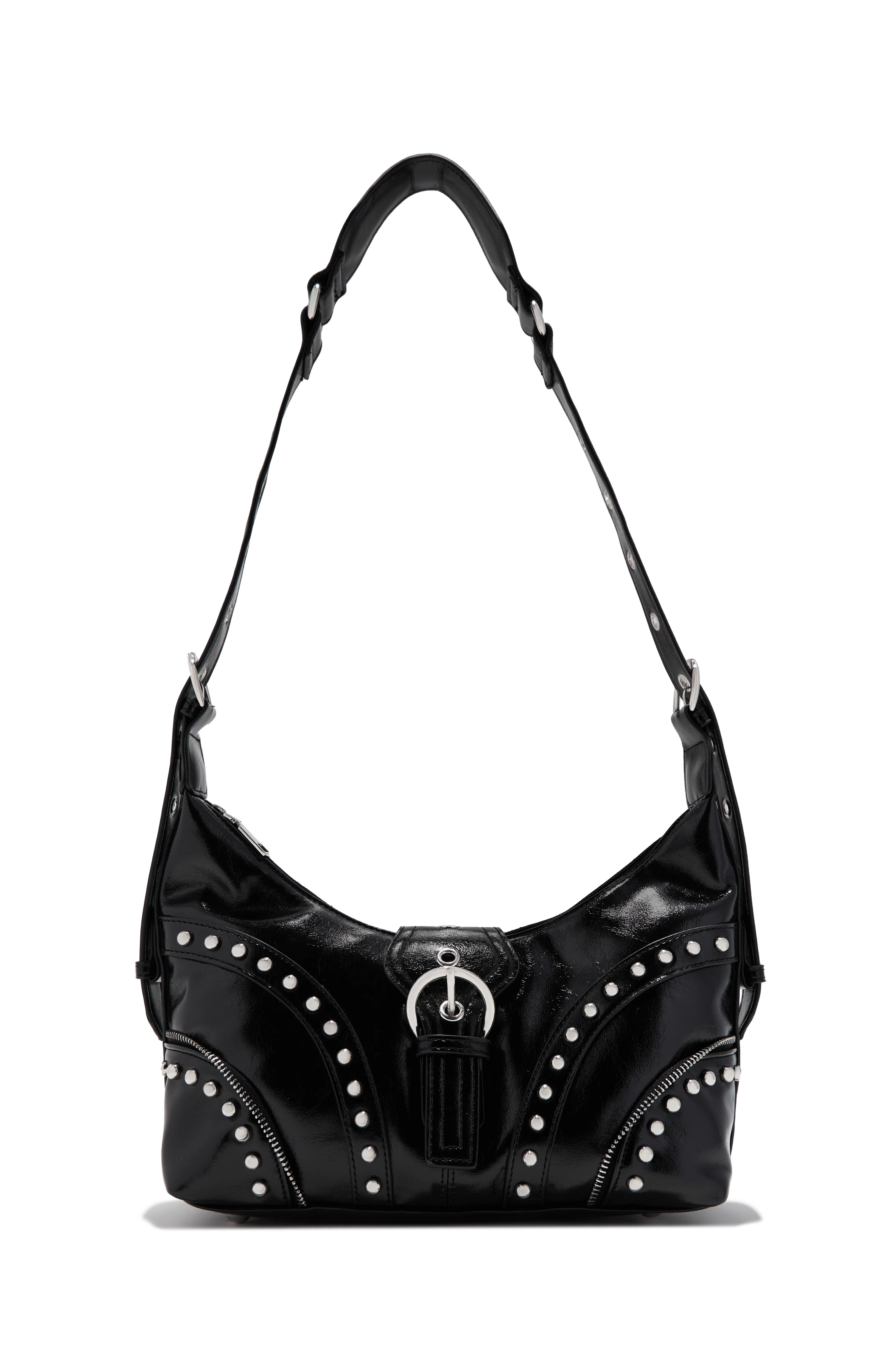 Elley Studded Shoulder Bag - Black - Image 5