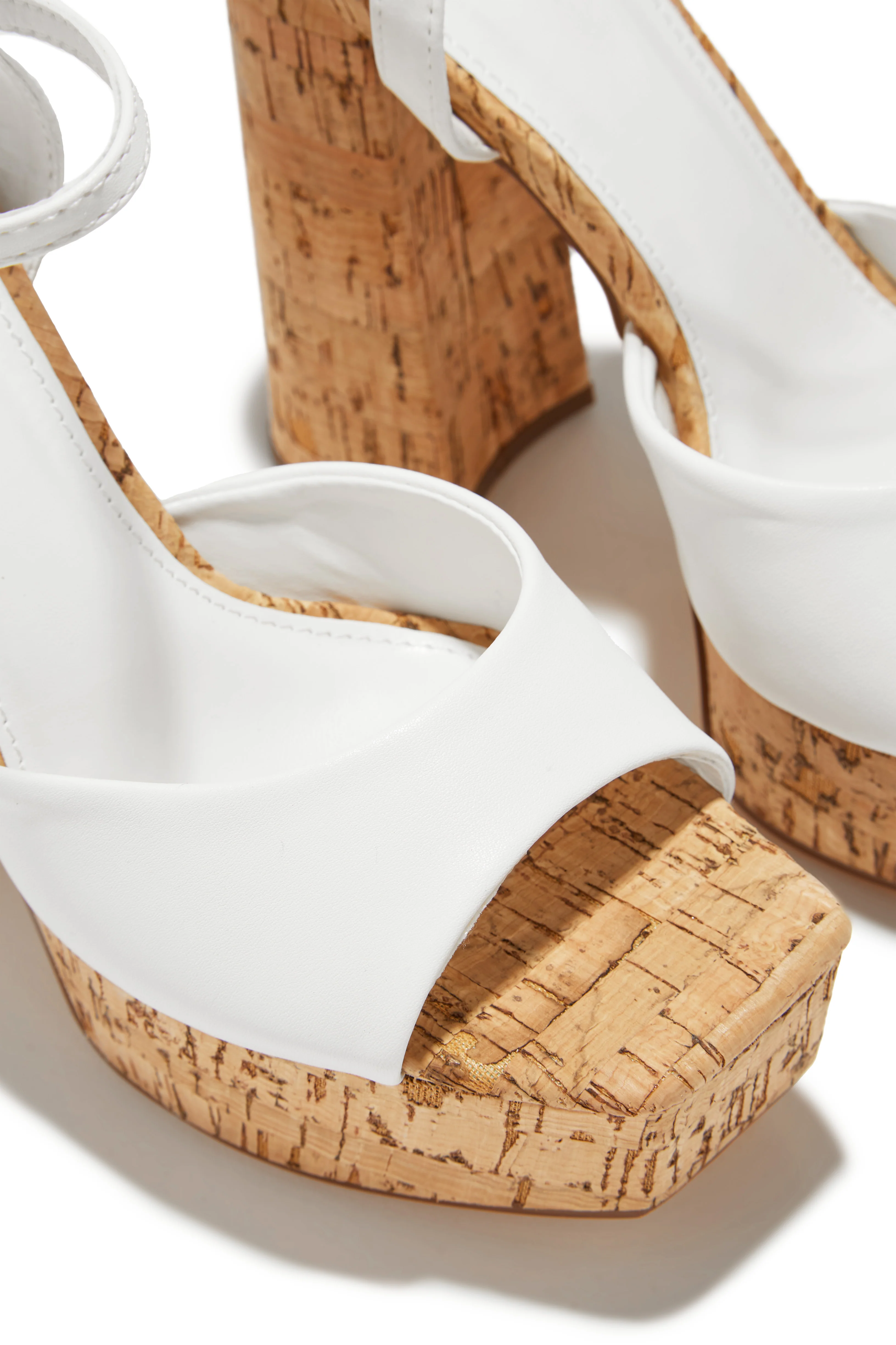 Elyna Platform Block Heels - White - Image 3