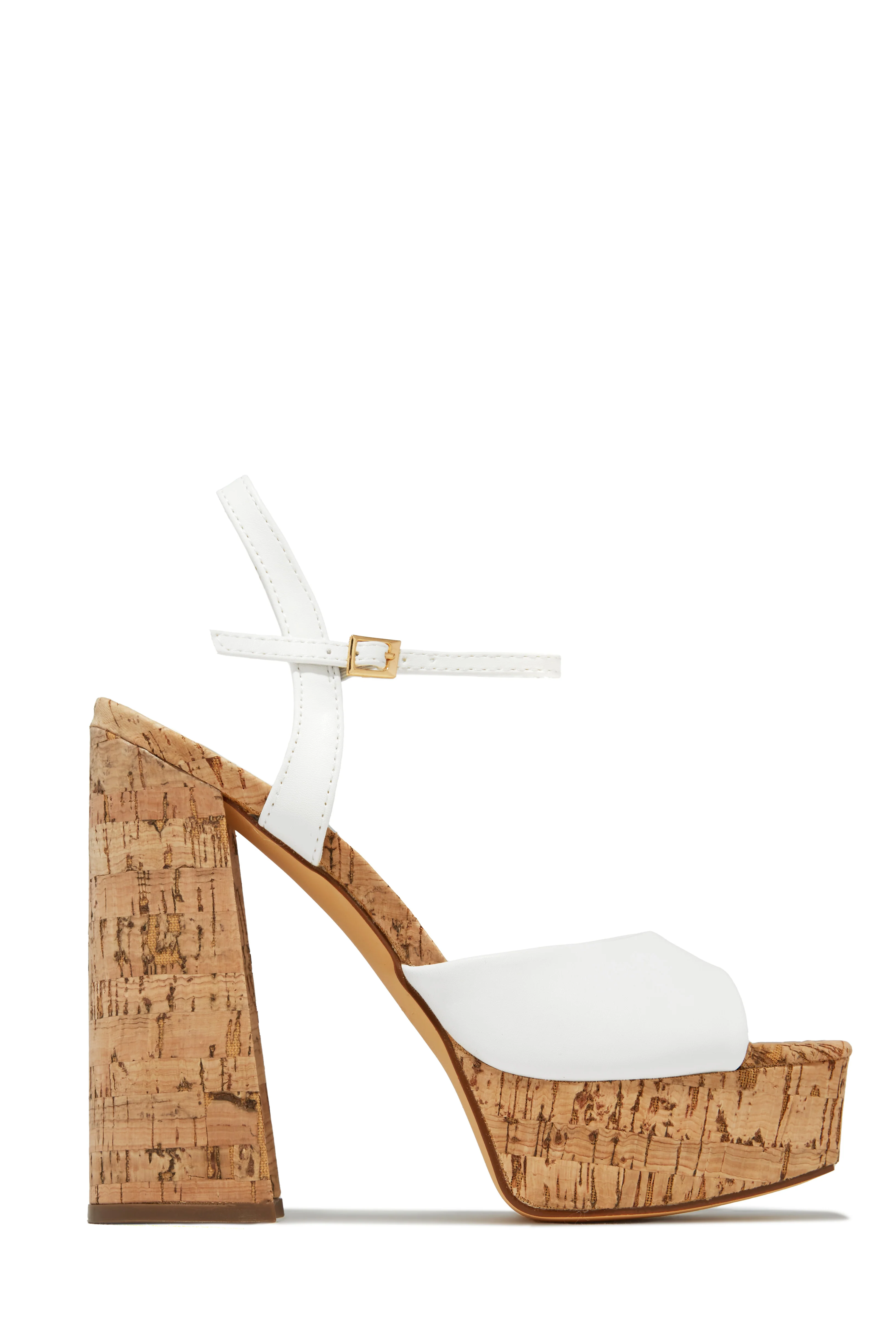 Elyna Platform Block Heels - White - Image 4