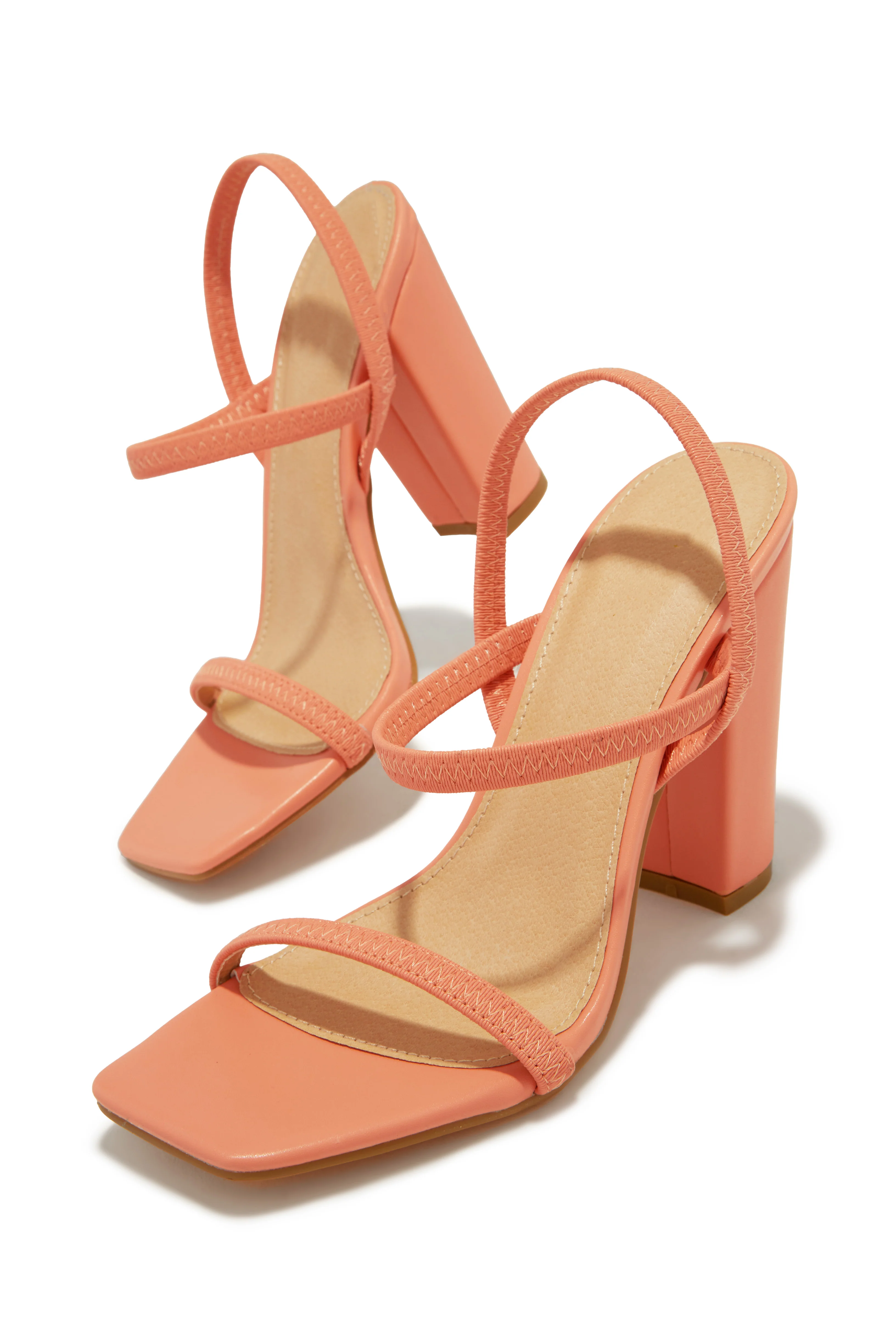 Emerie Slingback Block High Heels - Coral - Image 2