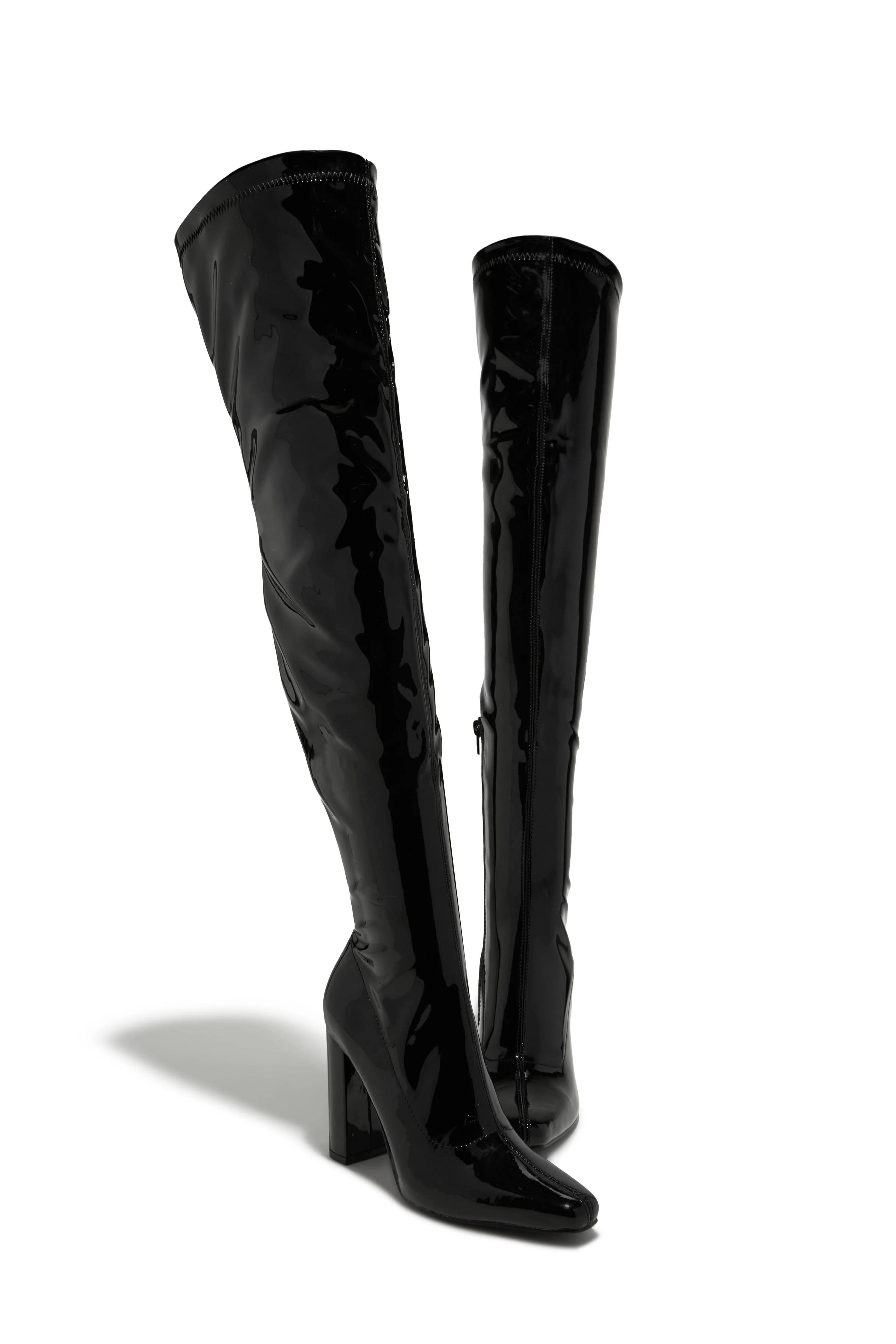 Ericka Block Heel Over The Knee Boots - Black - Image 10