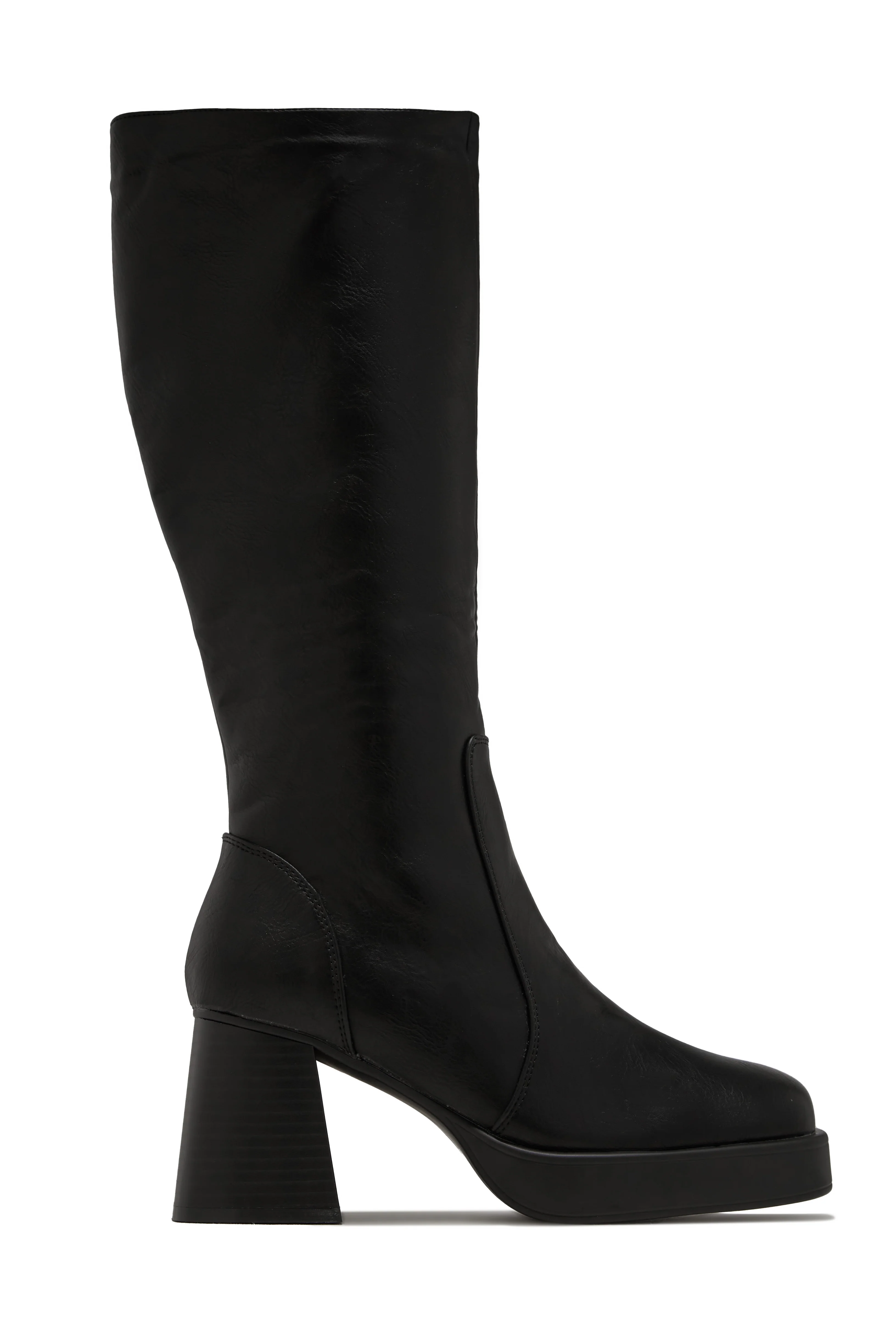 Eva Platform Block Heel Boots - Black - Image 3