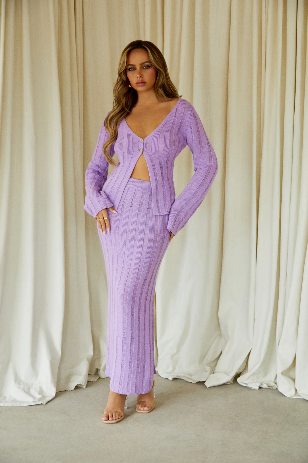 Evelia High Waist Maxi Skirt - Lavender - Image 3