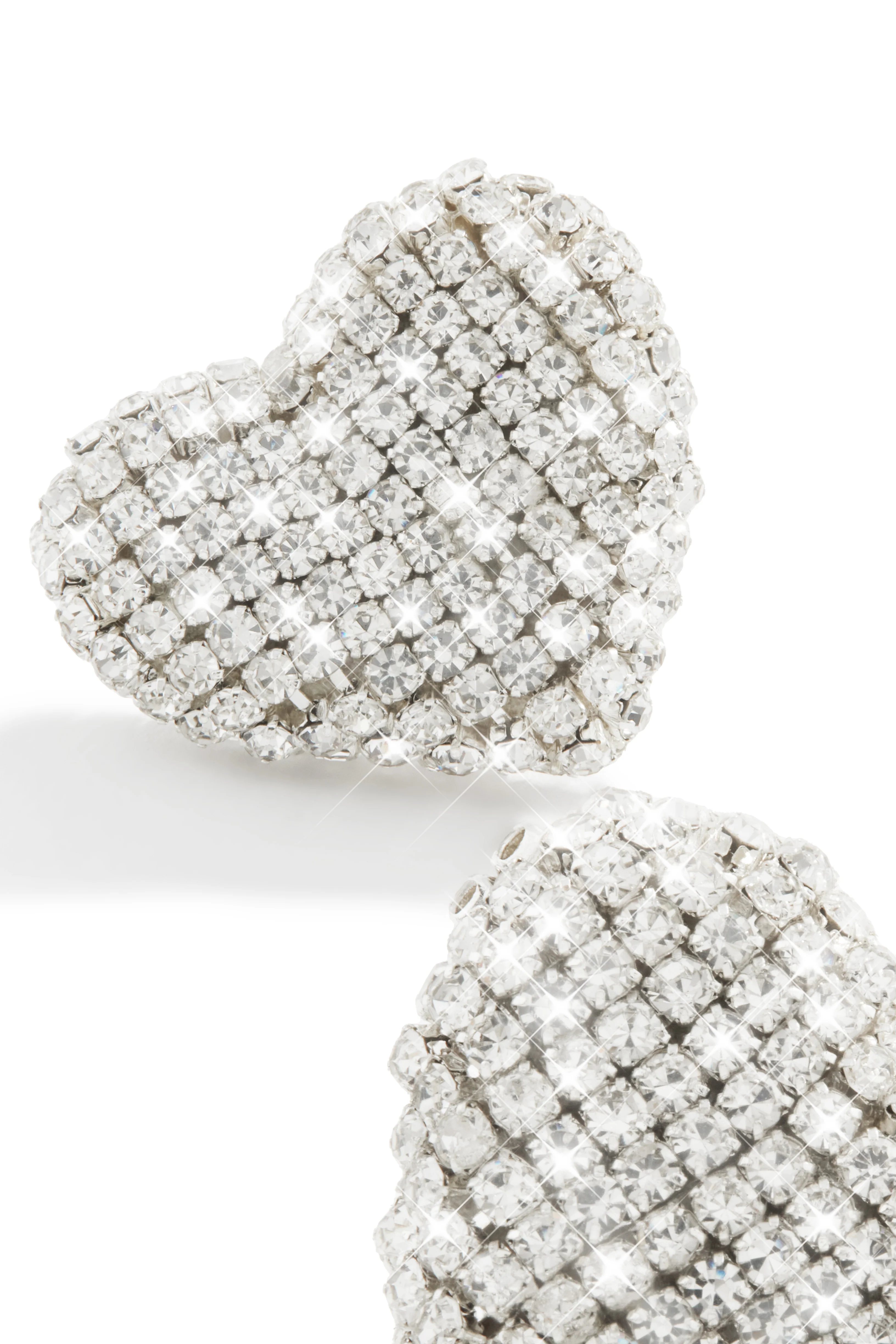 Everlasting Love Embellished Heart Earring - Silver - Image 5