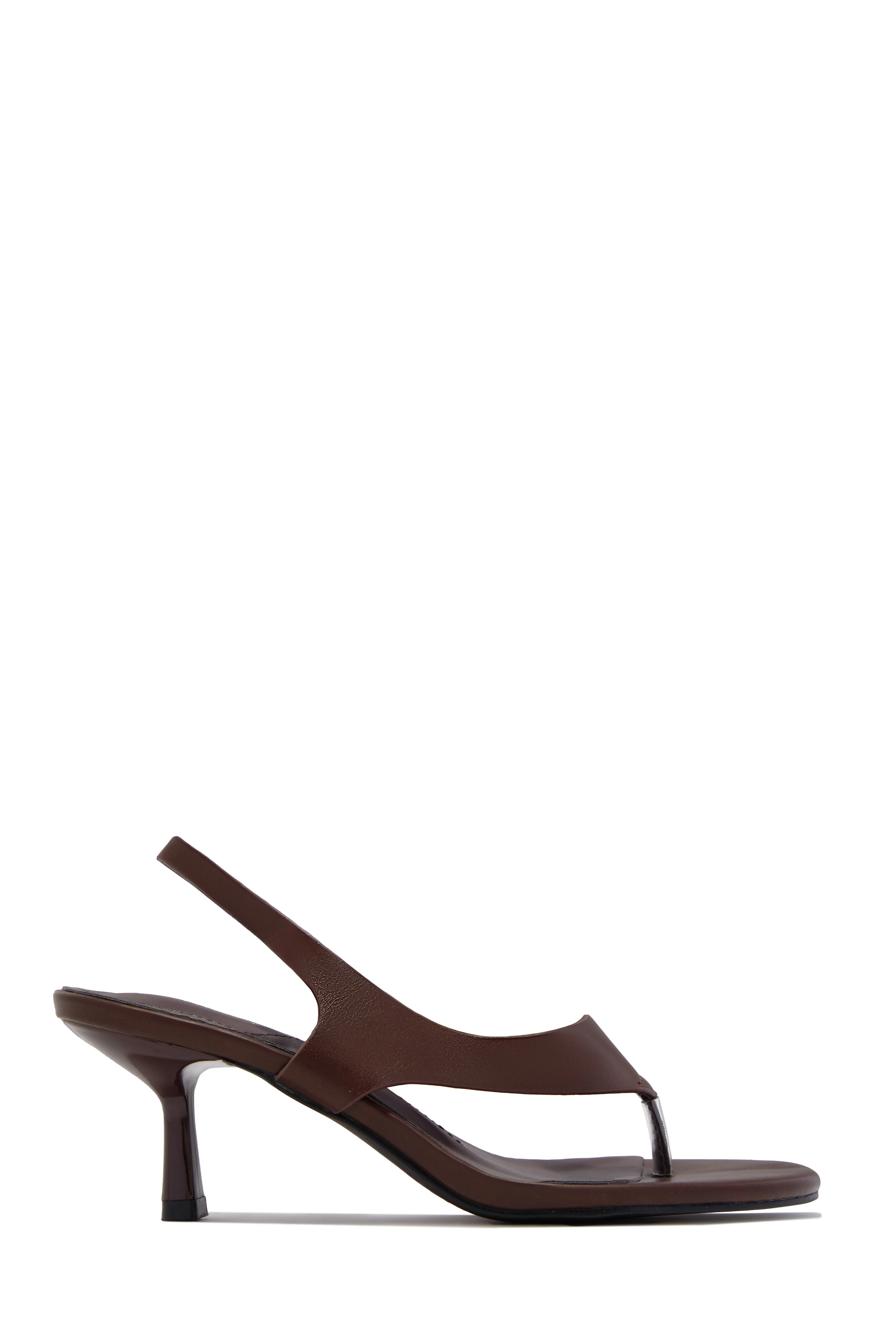 Eymi Thong Strap Slingback Mid Heels - Brown - Image 4