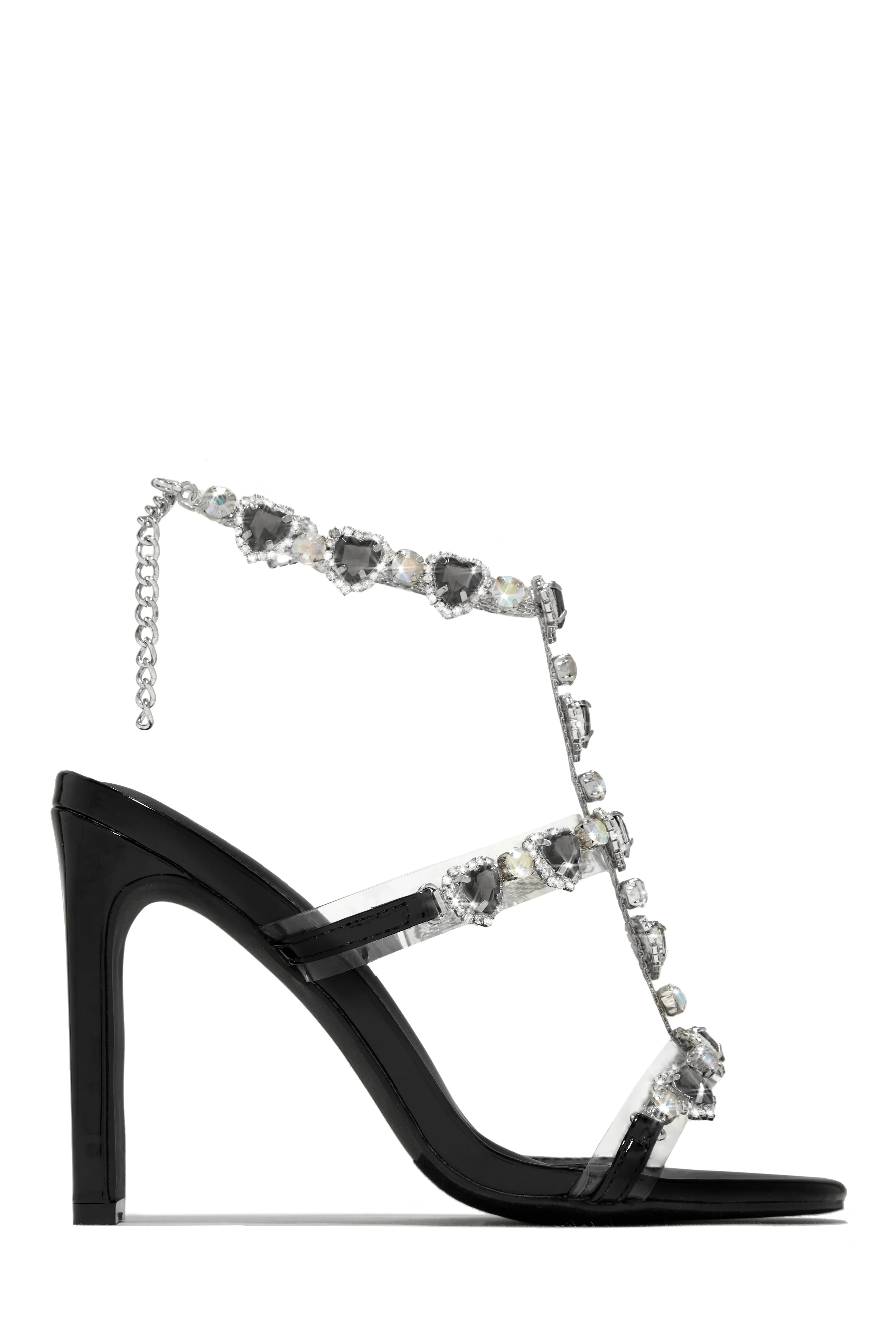 Ezylynn Heart Embellished High Heels - Black - Image 5