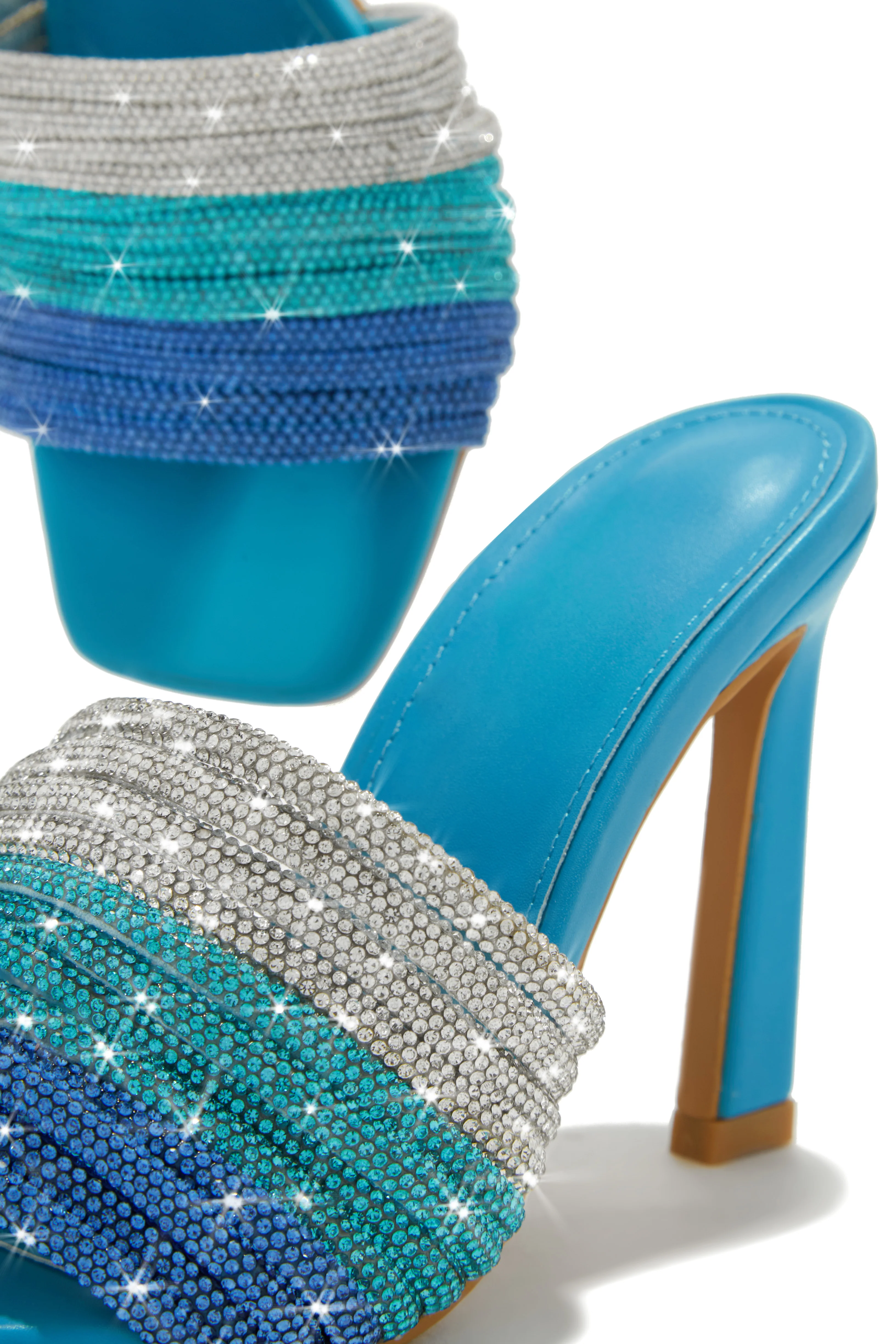 Feeling Myself Embellished High Heel Mules - Blue - Image 6
