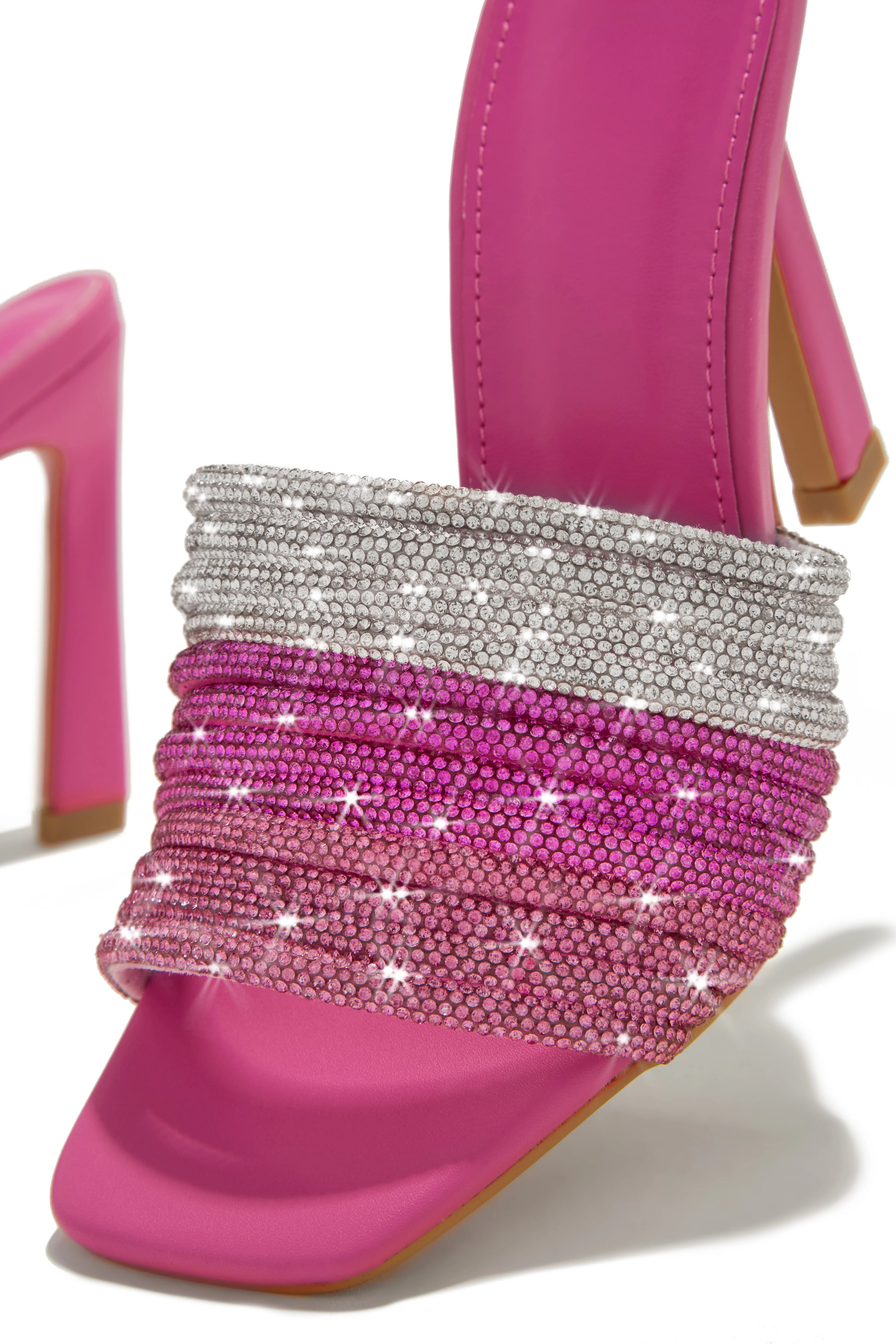 Feeling Myself Embellished High Heel Mules - Pink - Image 3