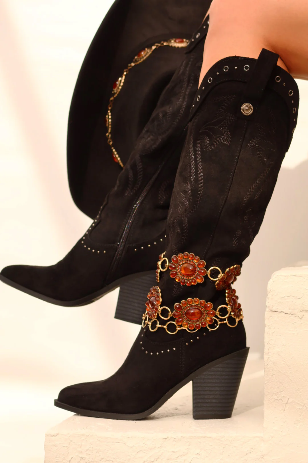 Festival Season Cowgirl Boots - Black Suede - Image 3