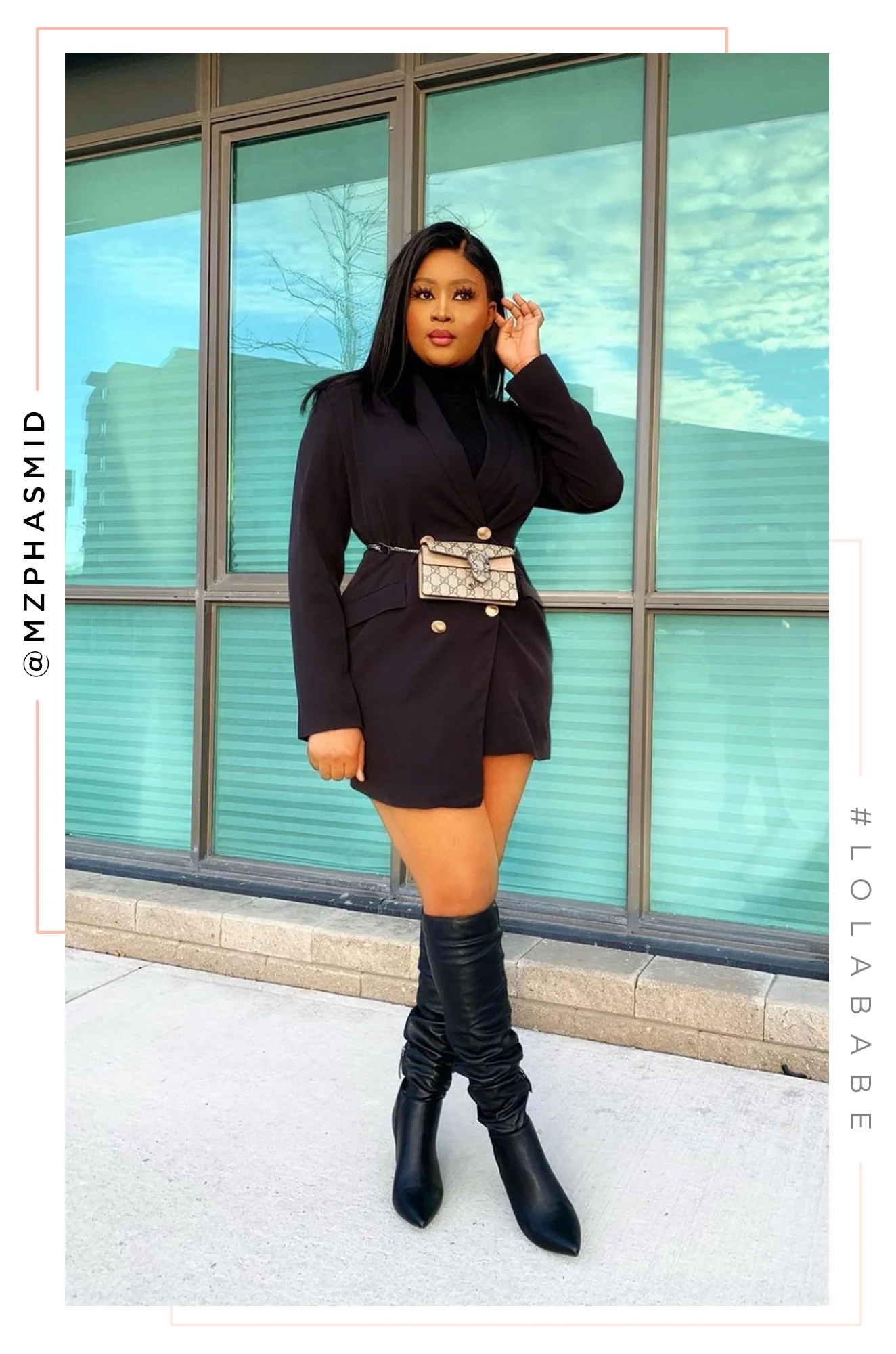 Fine Time Block Heel Knee High Boots - Black - Image 5