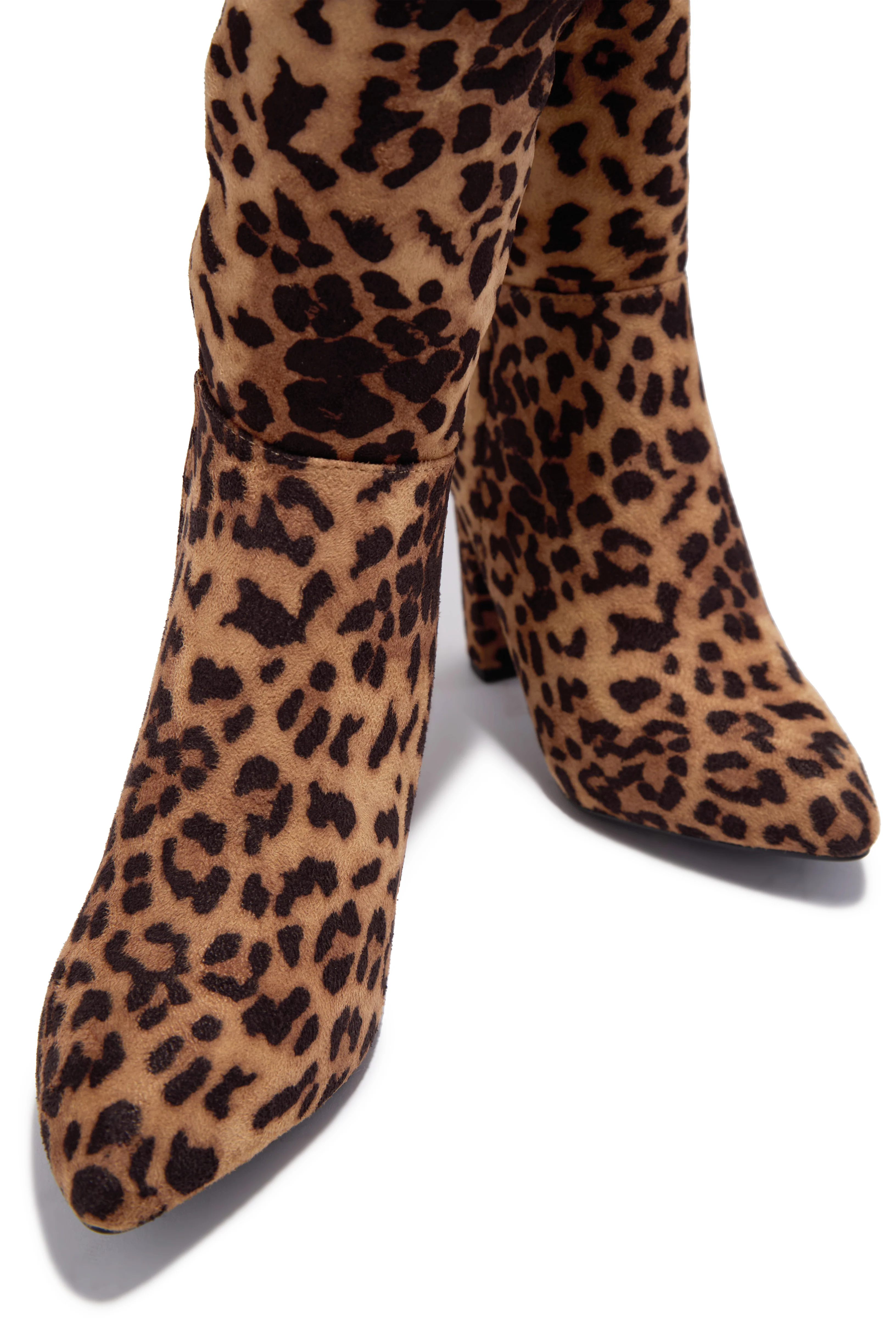 Fine Time Block Heel Knee High Boots - Leopard - Image 3