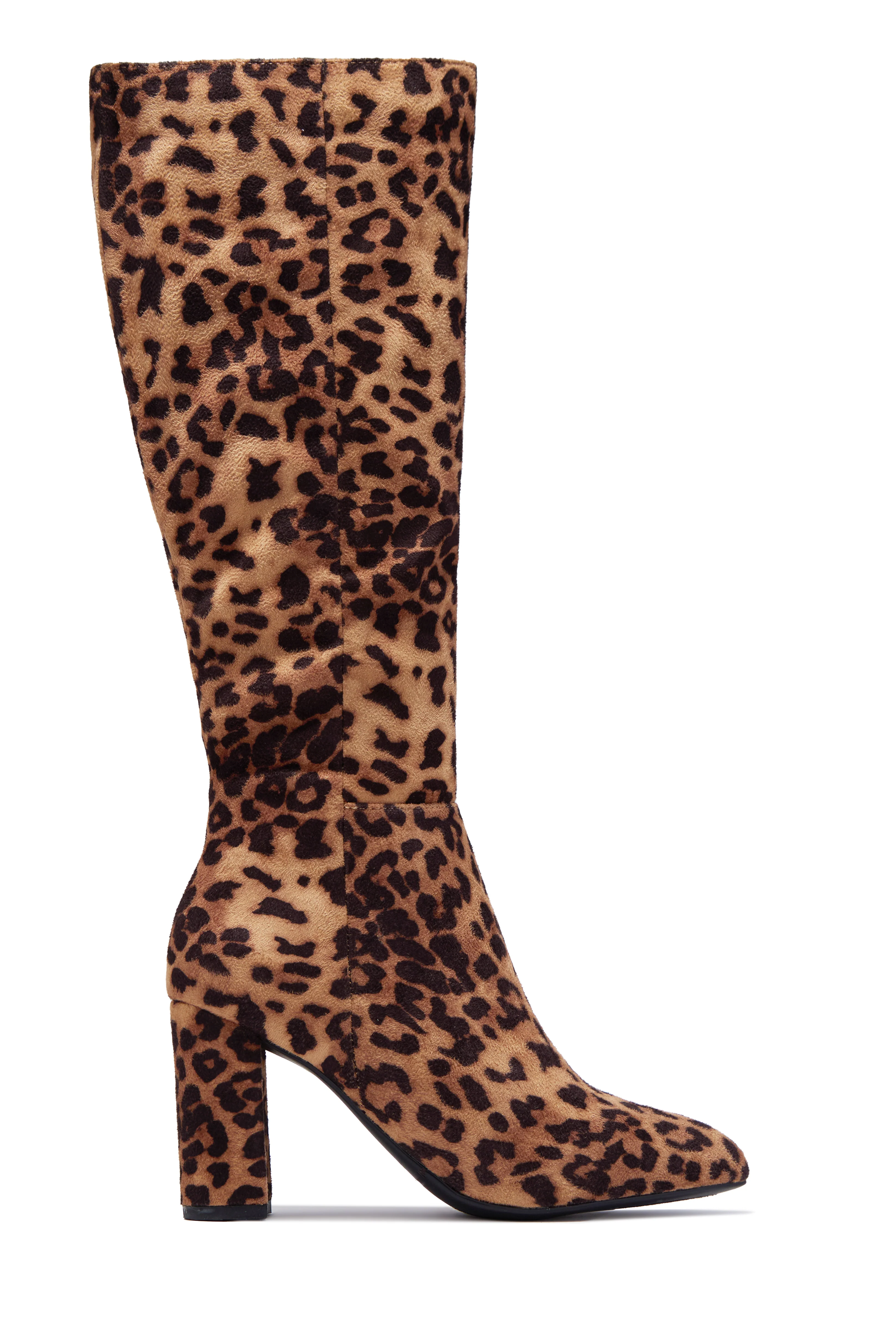 Fine Time Block Heel Knee High Boots - Leopard - Image 4