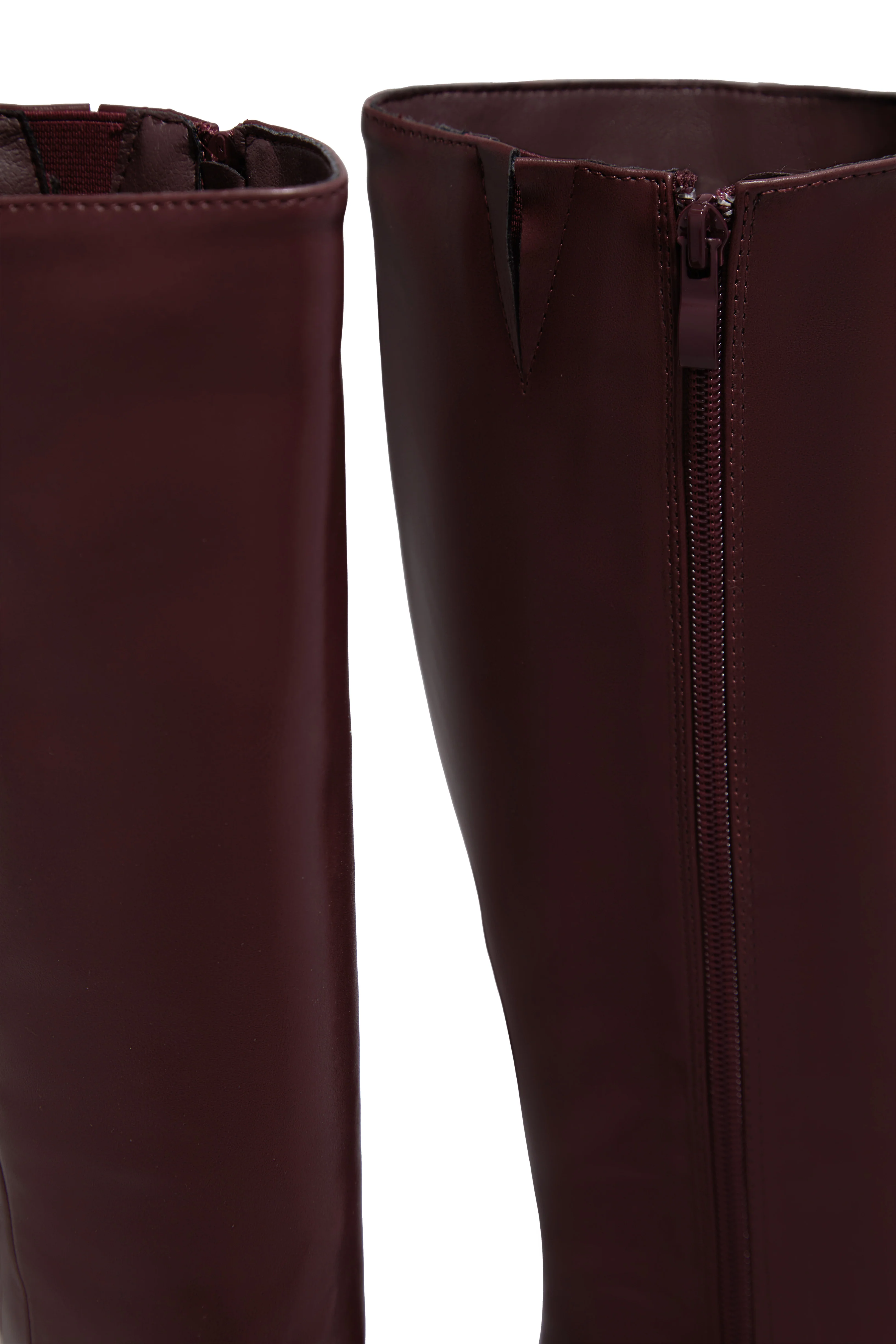 Fine Time Block Heel Knee High Boots - Wine - Image 3