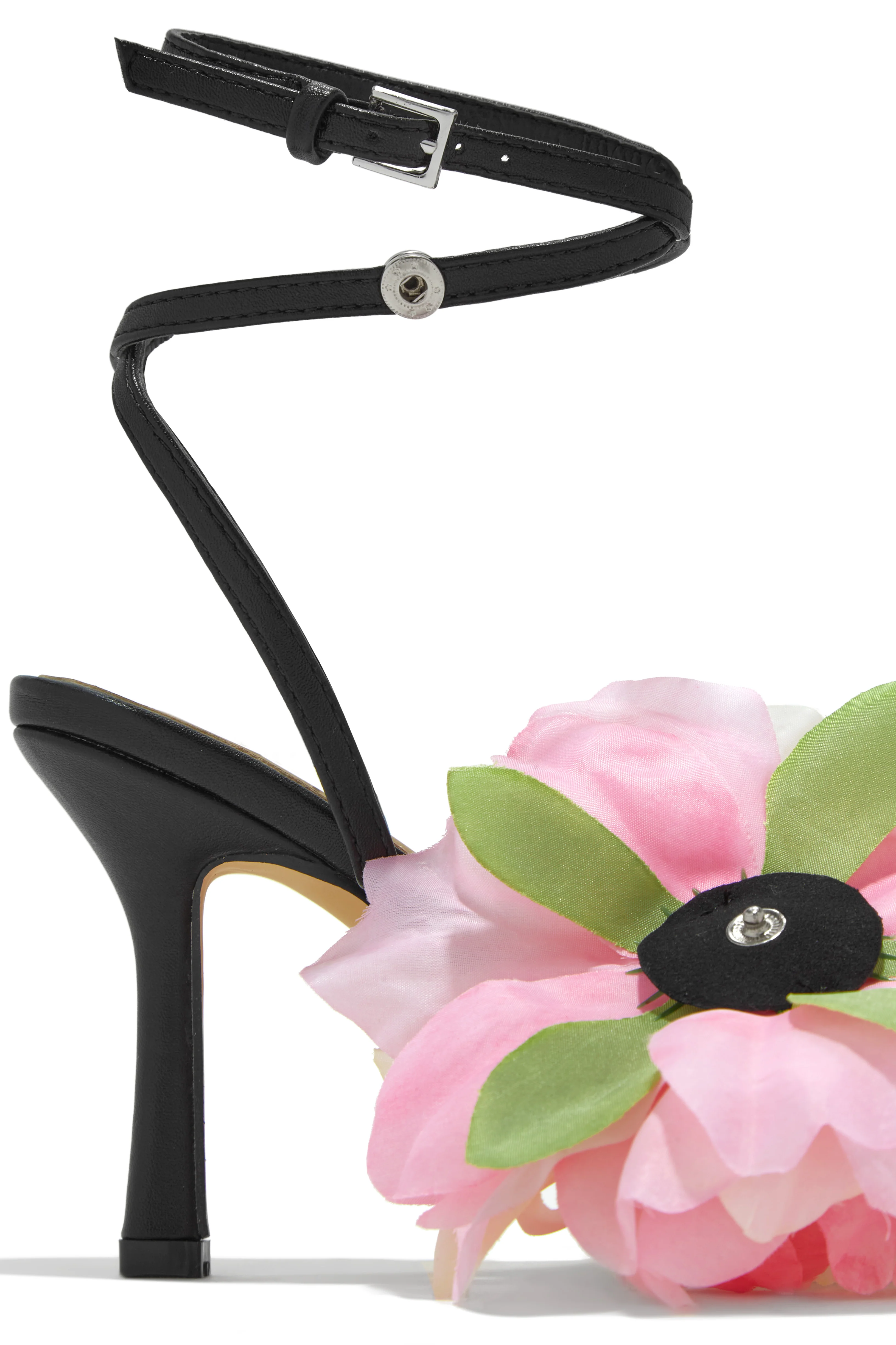 Fiore Flower Accent Heels - Black - Image 4