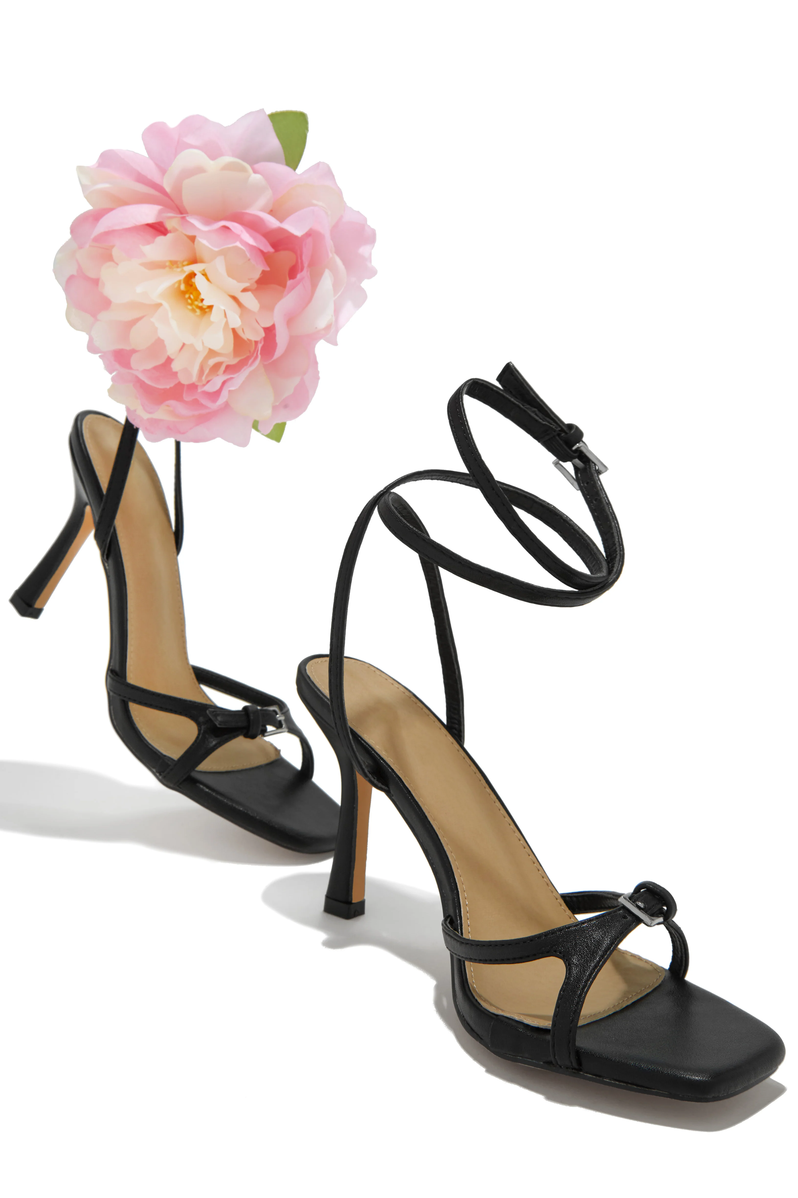 Fiore Flower Accent Heels - Black - Image 5