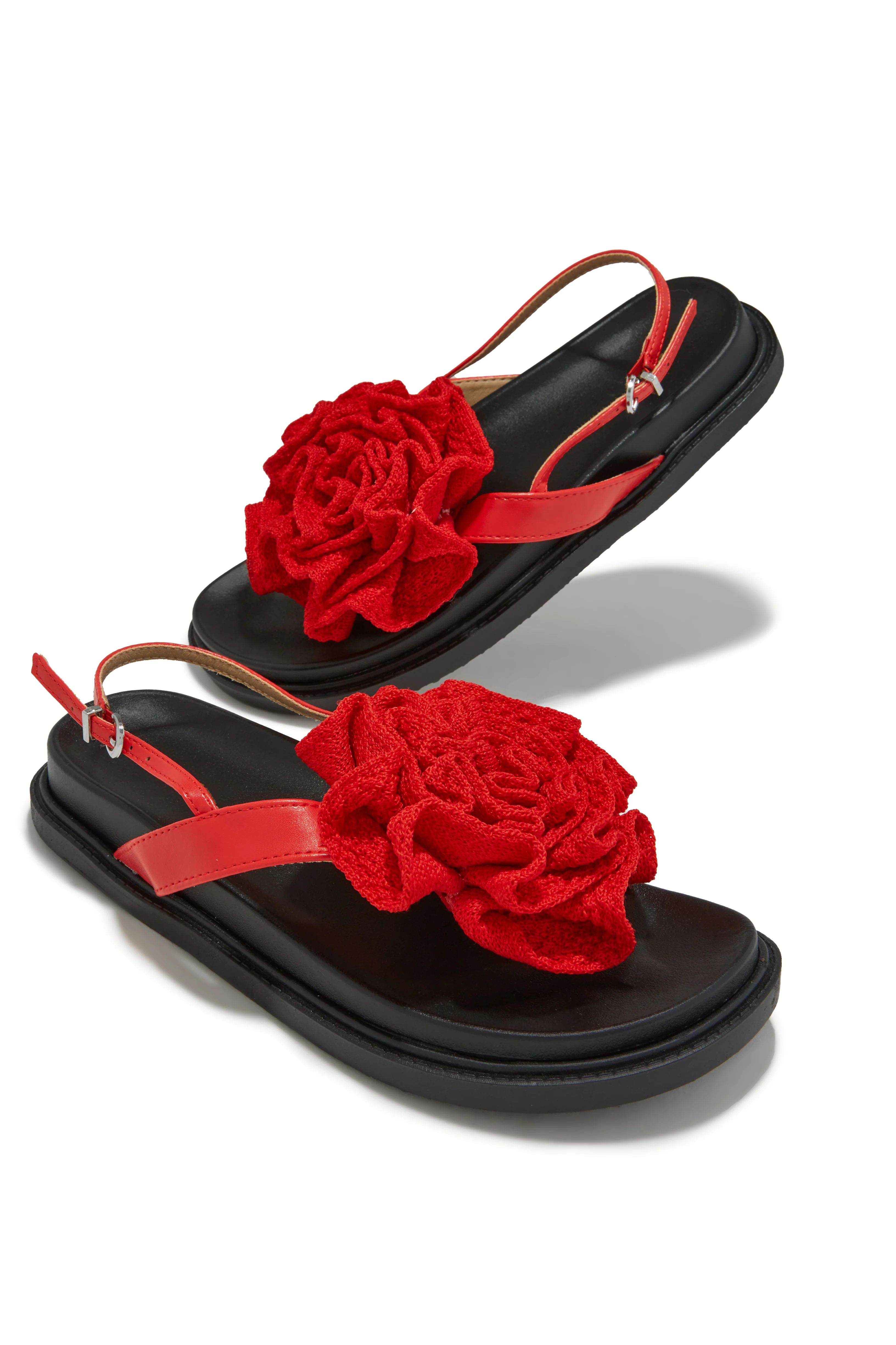 Florence Flower Chunky Sandals - Red - Image 4