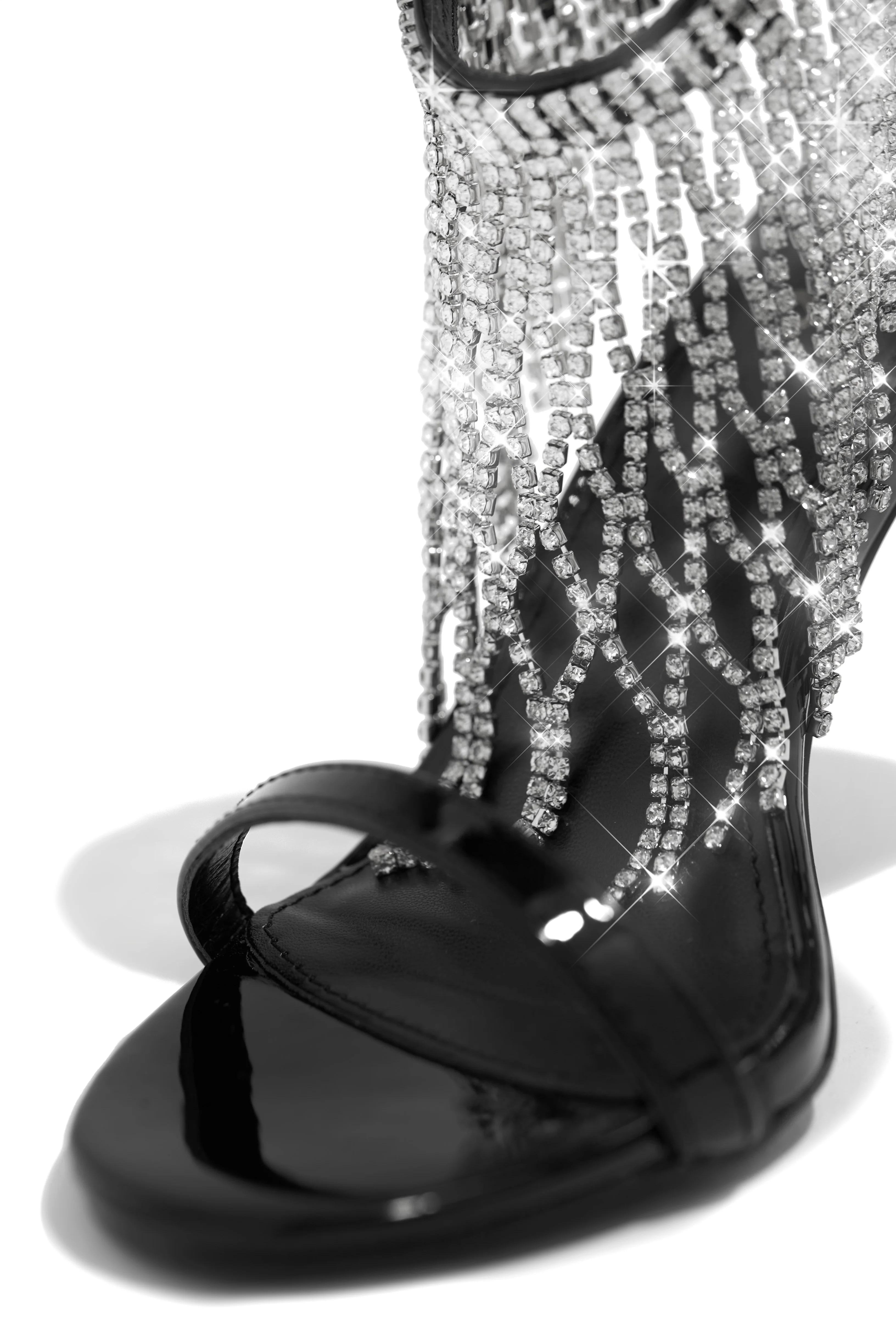 Formal Icon Embellished Dangle Heels - Black - Image 3