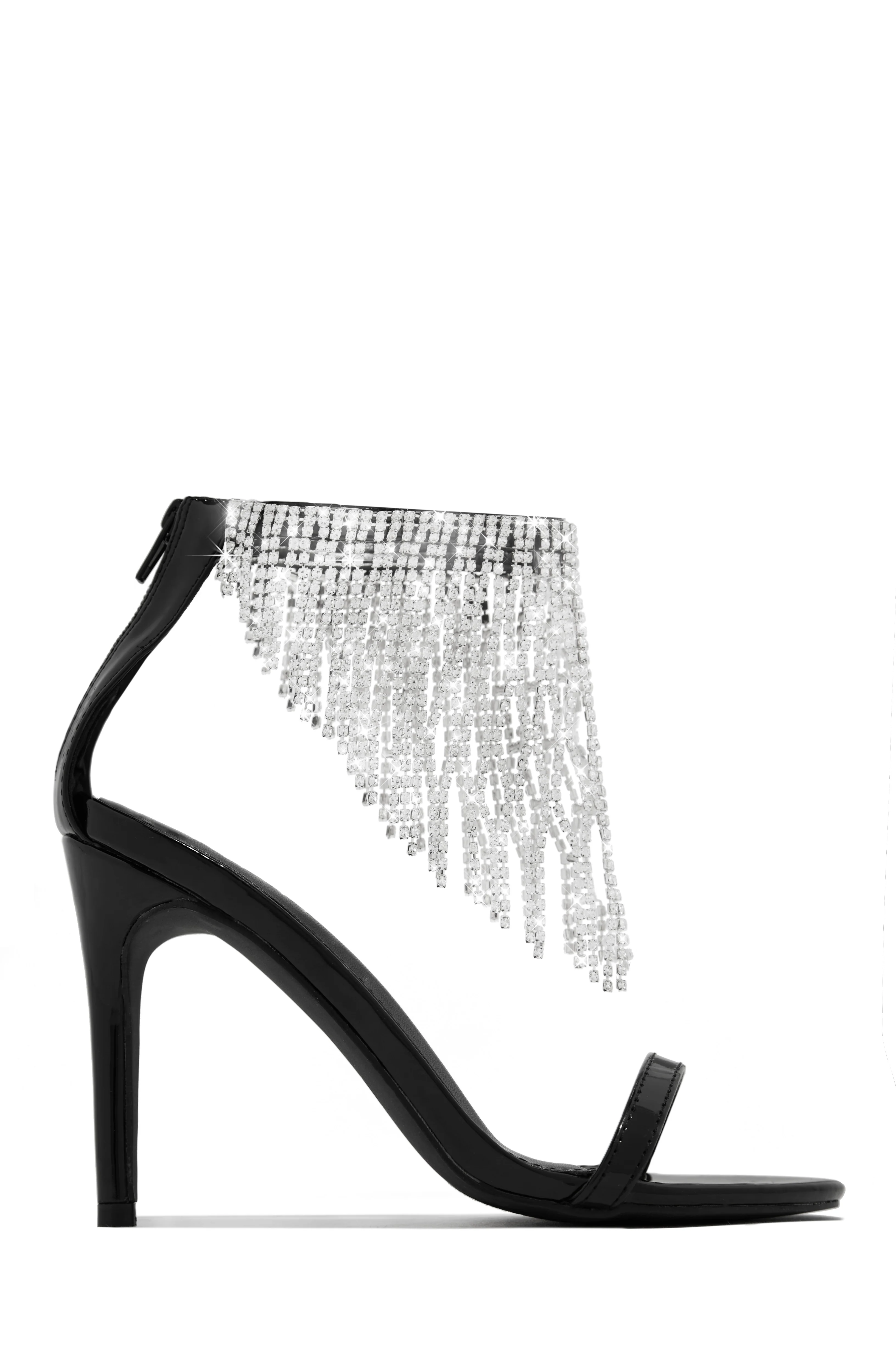 Formal Icon Embellished Dangle Heels - Black - Image 6