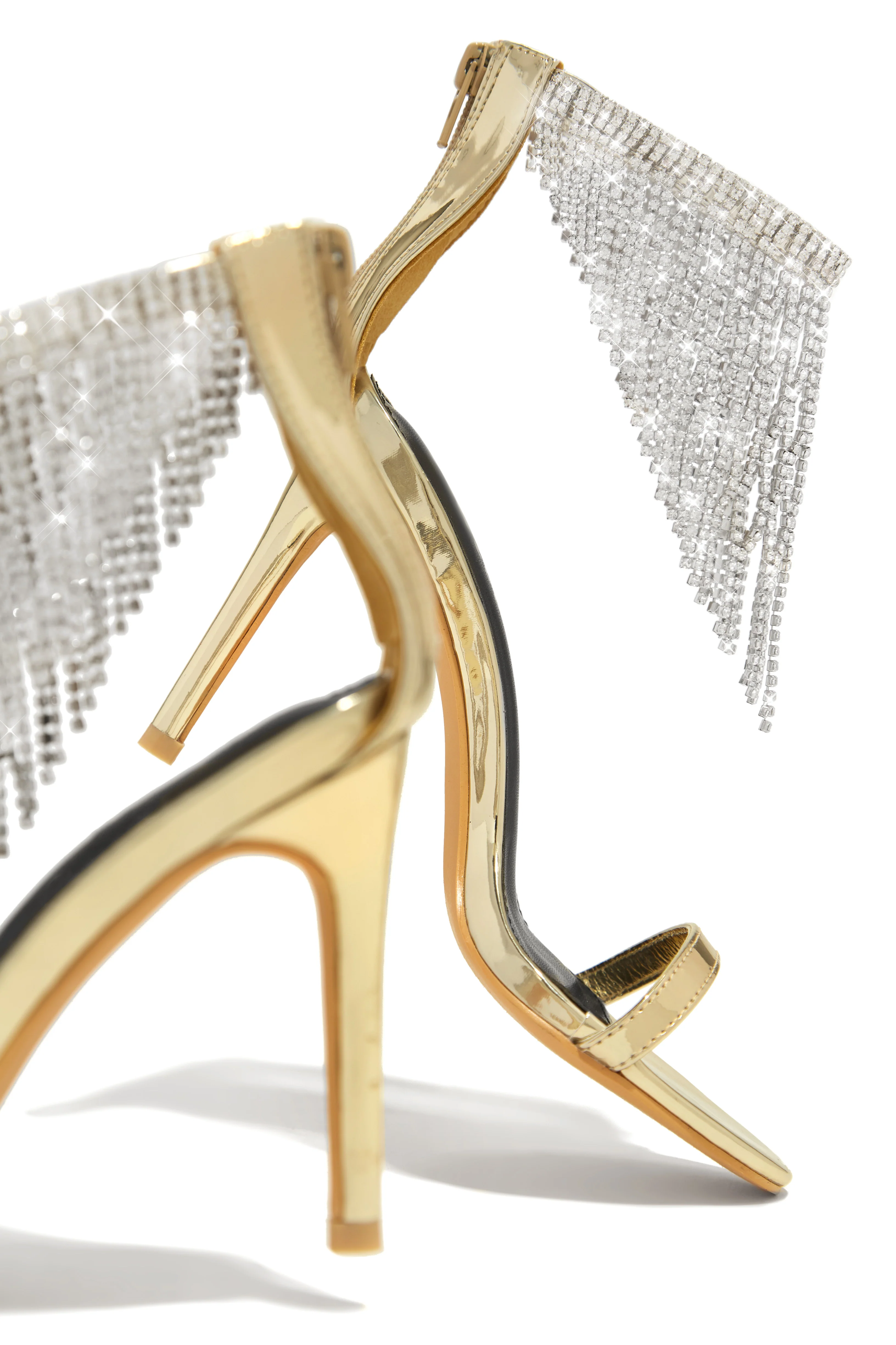 Formal Icon Embellished Dangle Heels - Gold - Image 4