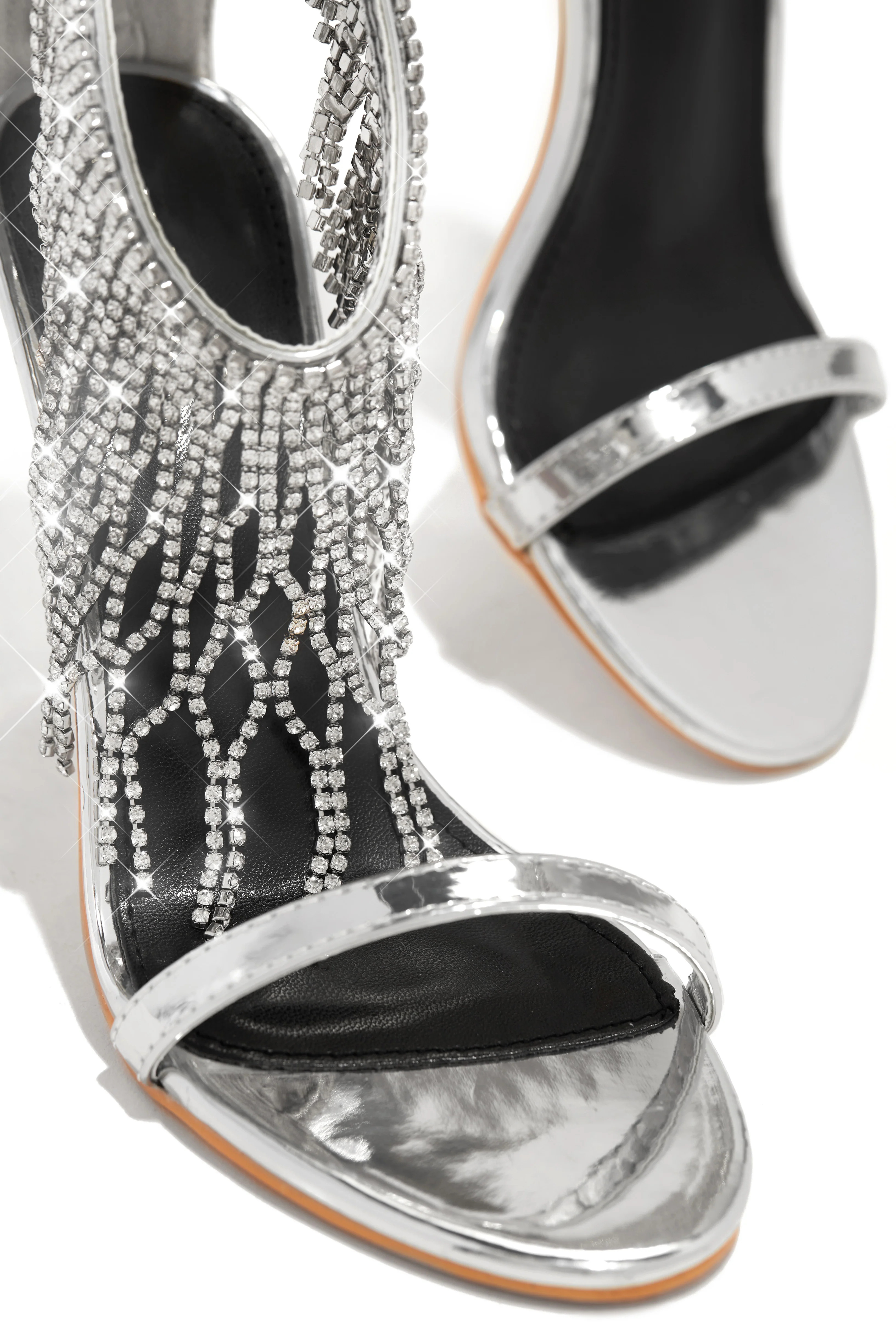 Formal Icon Embellished Dangle Heels - Silver - Image 4