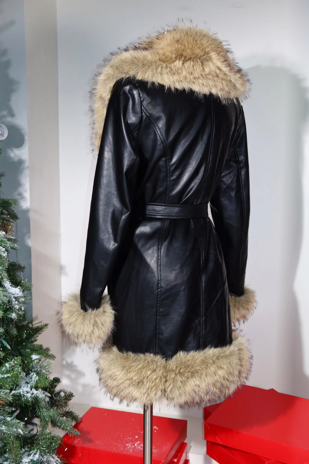 Foxy Faux Fur Coat - Black - Image 4
