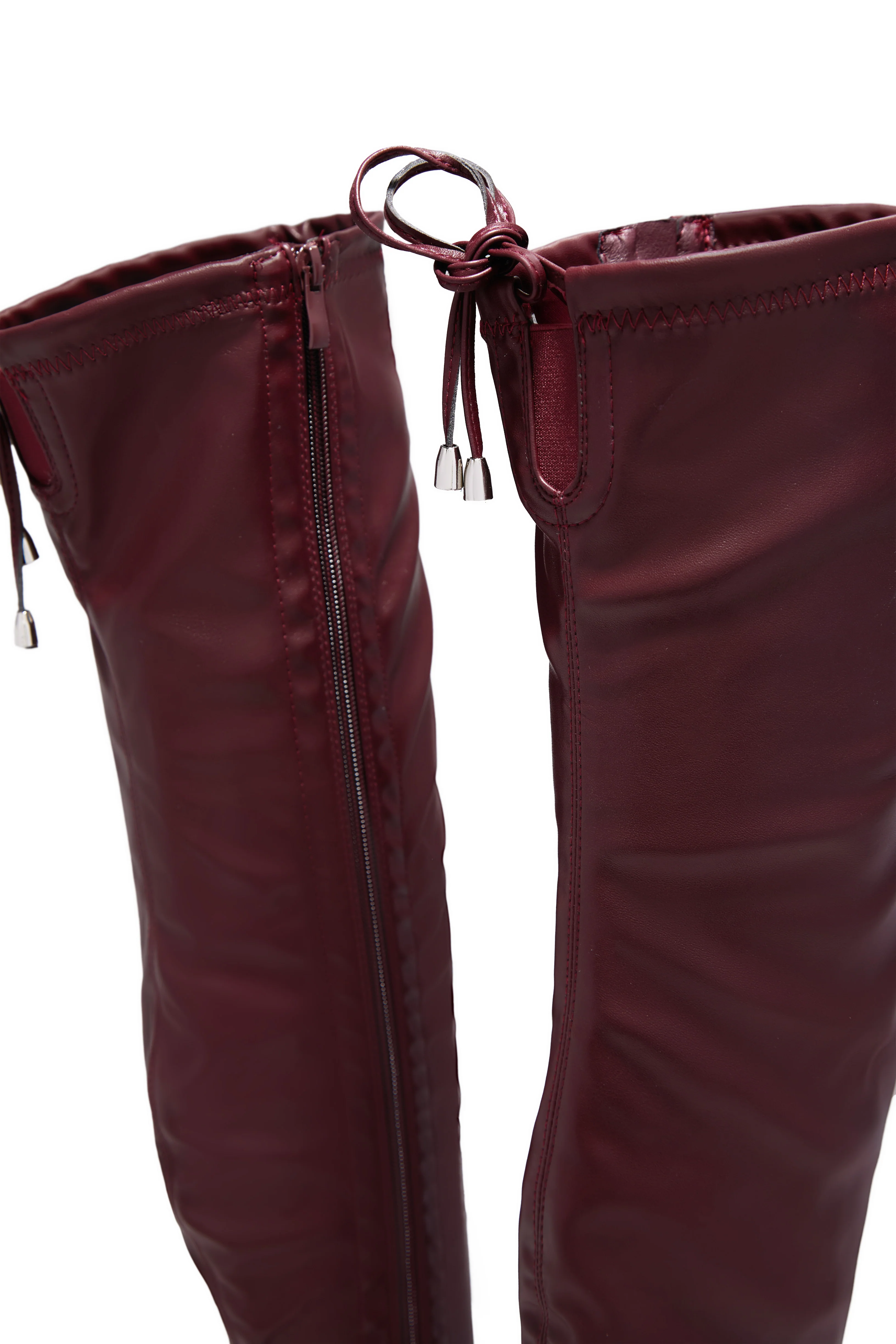Gigi Over The Knee Heel Boots - Wine PU - Image 3